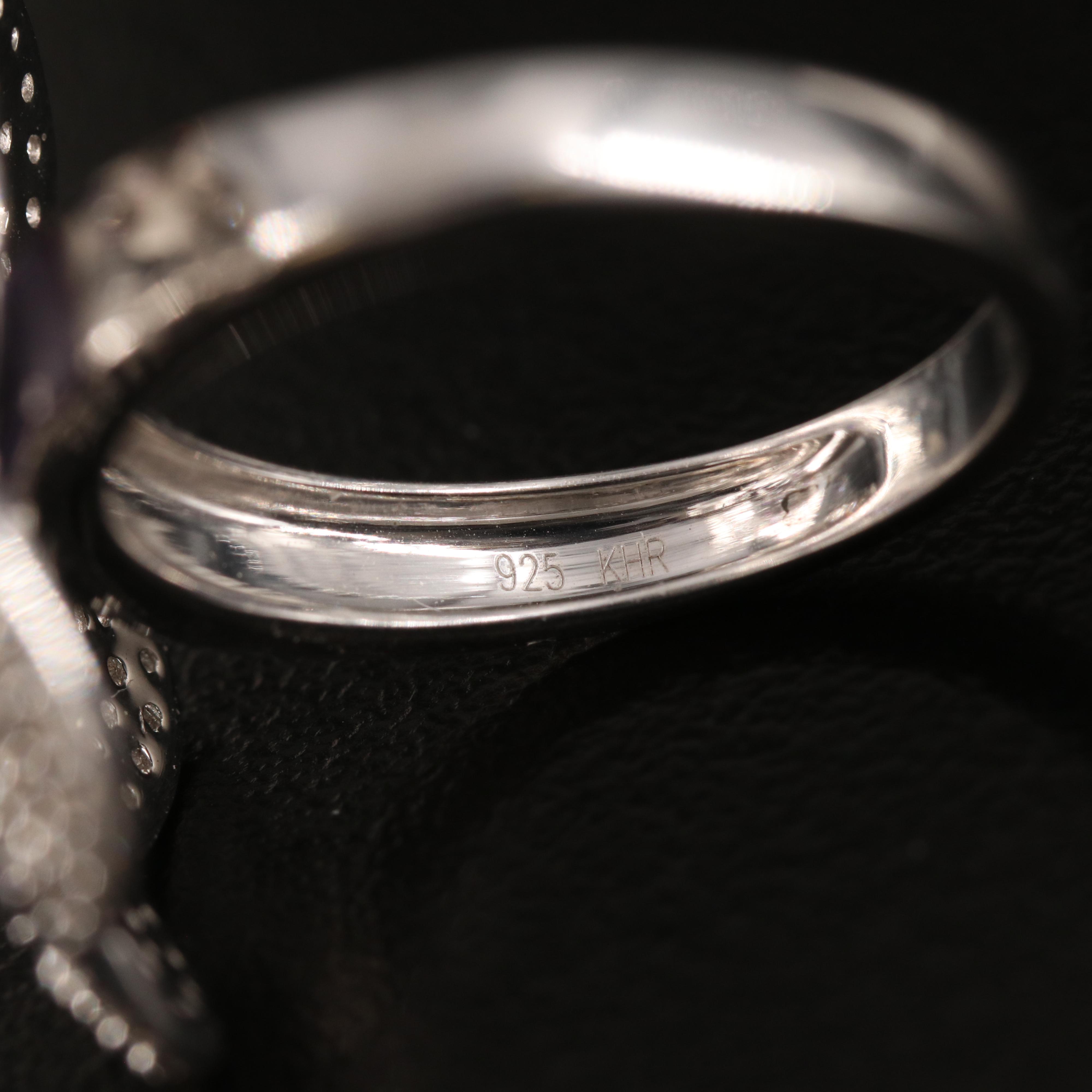 Charoite, Amethyst and Zircon Ring in Sterling