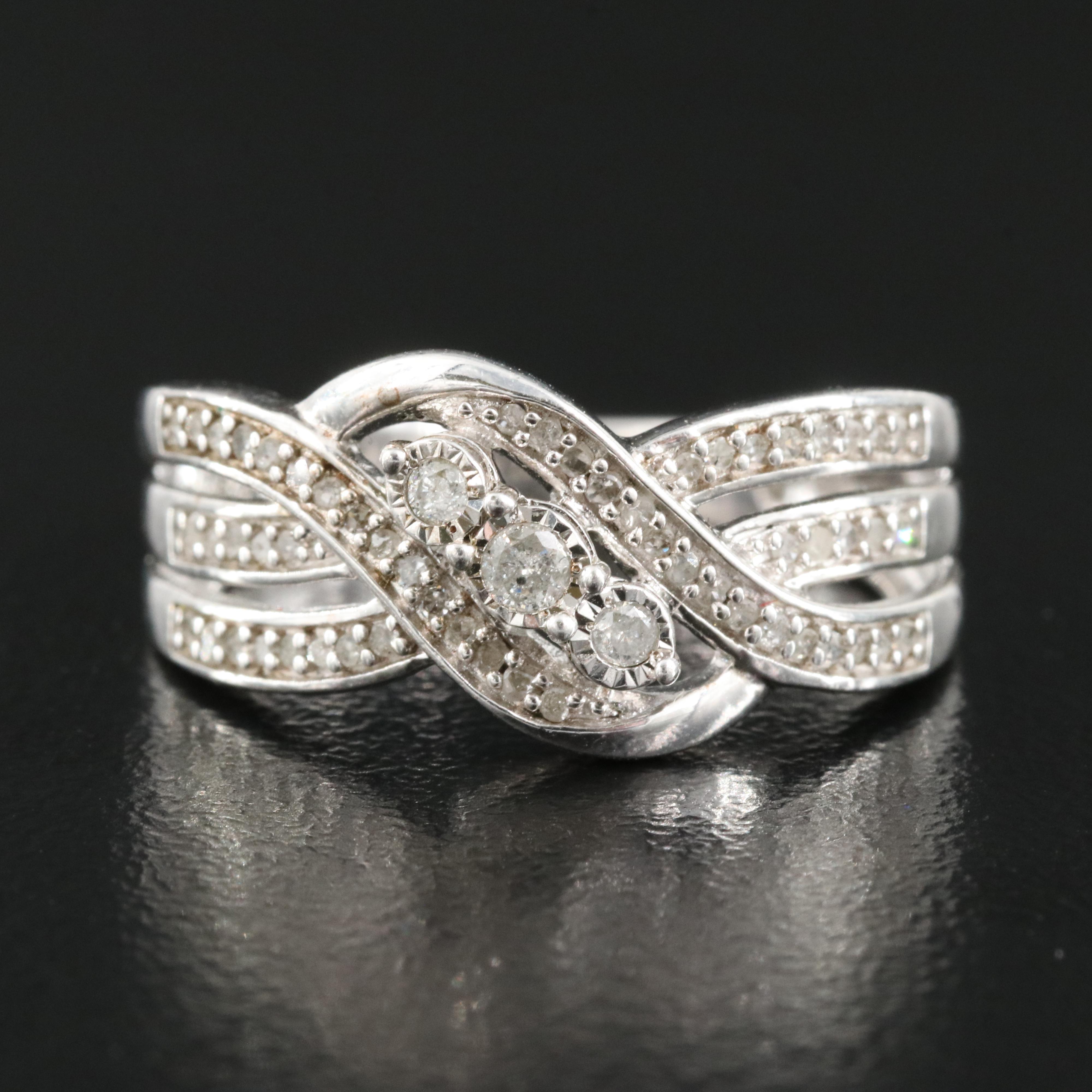 Diamond Crossover Ring in Sterling