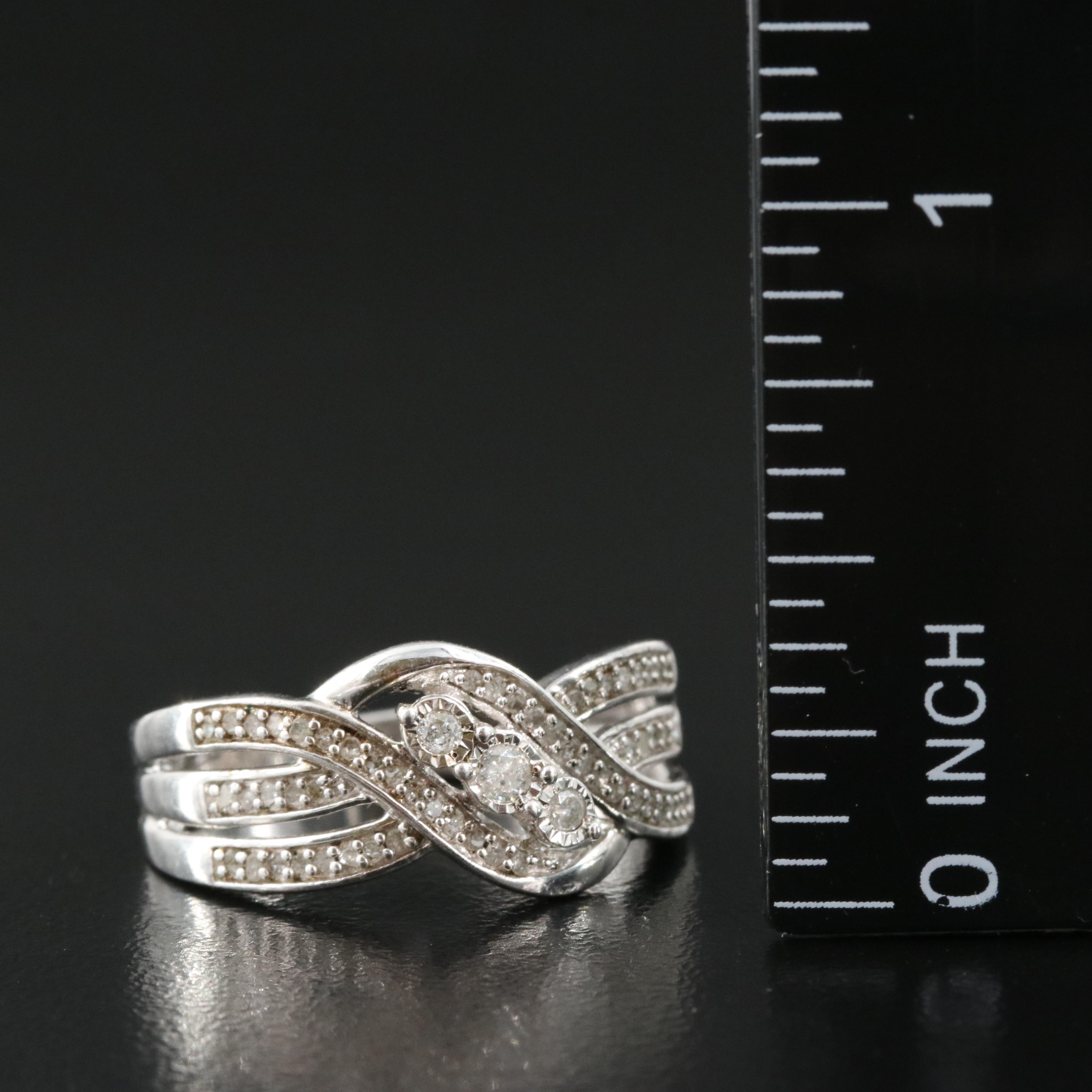Diamond Crossover Ring in Sterling