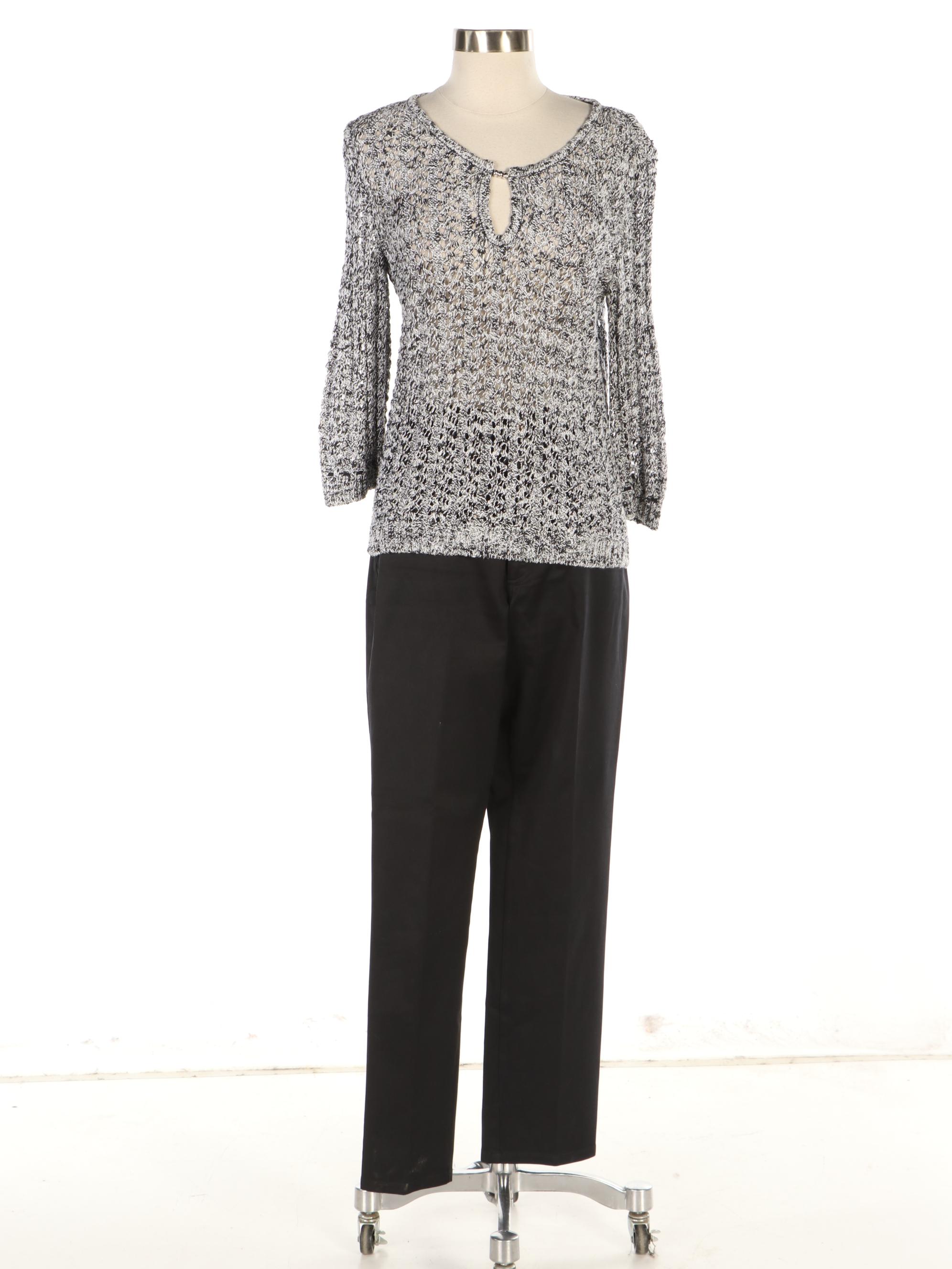 St. John Sport Sweater in Open Knit and Five Pocket Pants