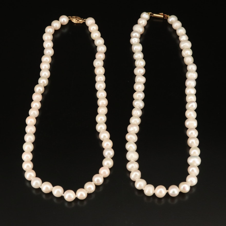 Pearl Necklaces with 14K Clasps