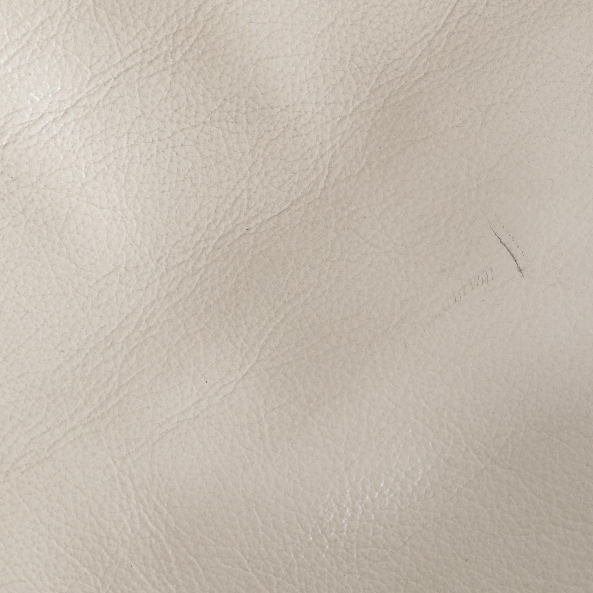 Pair of Royal Custom Designs Ivory Faux Leather Lounge Chairs