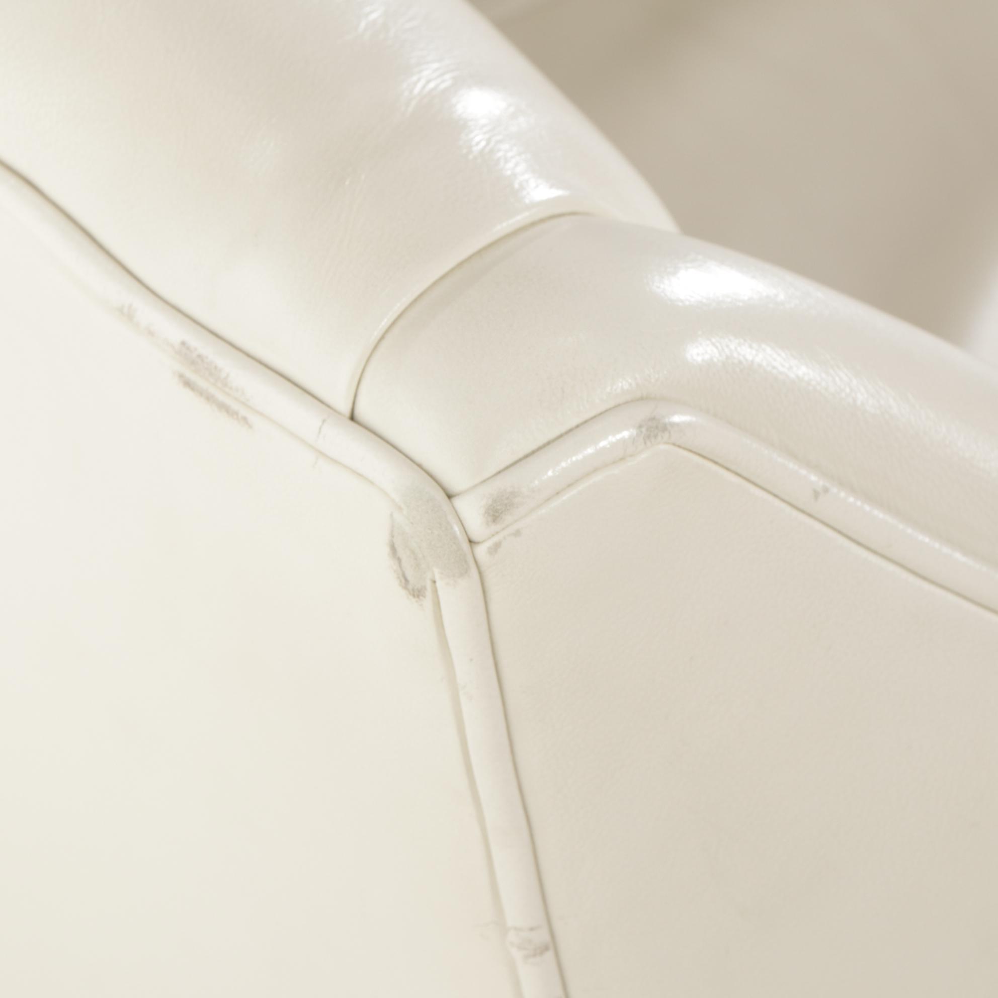 Pair of Royal Custom Designs Ivory Faux Leather Lounge Chairs