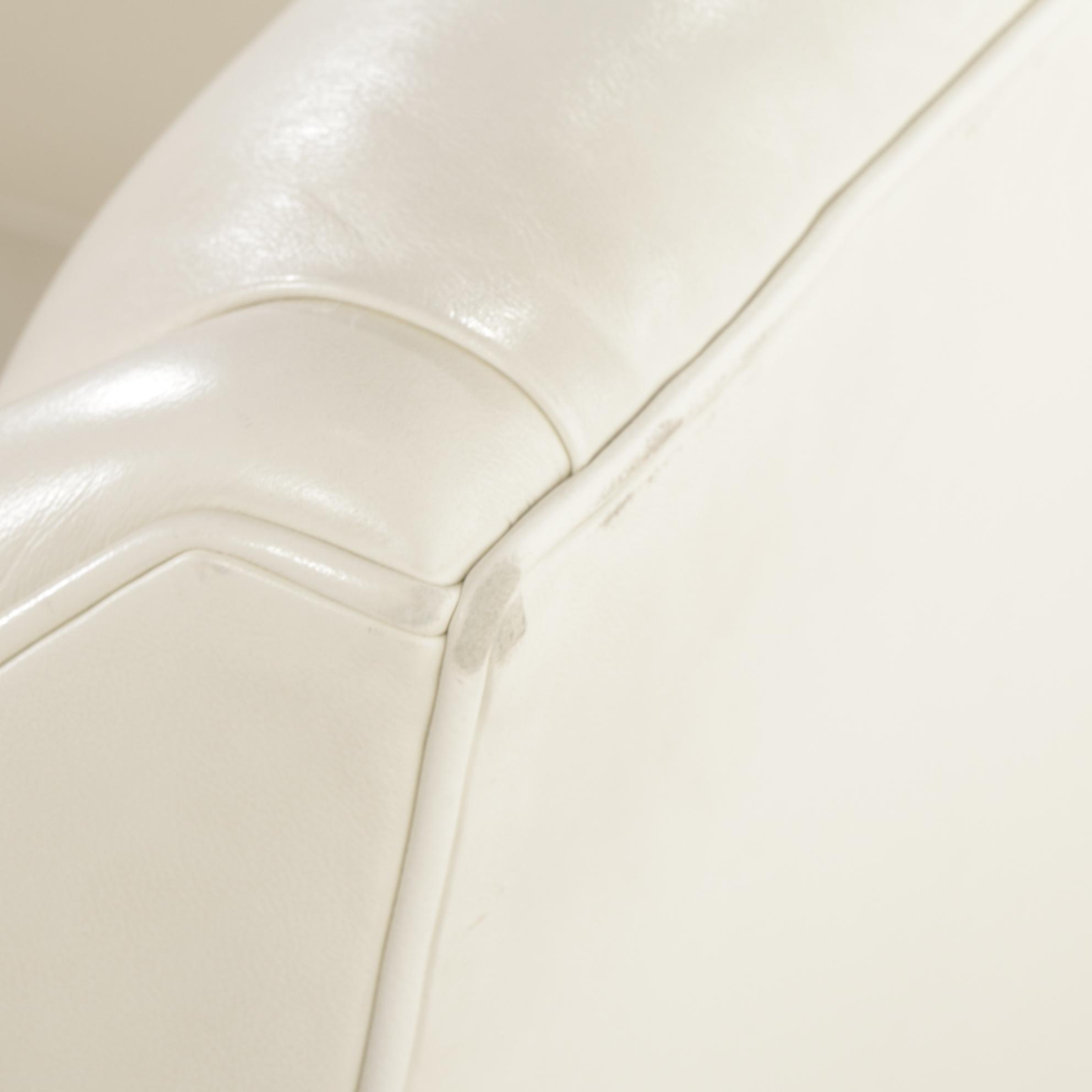 Pair of Royal Custom Designs Ivory Faux Leather Lounge Chairs