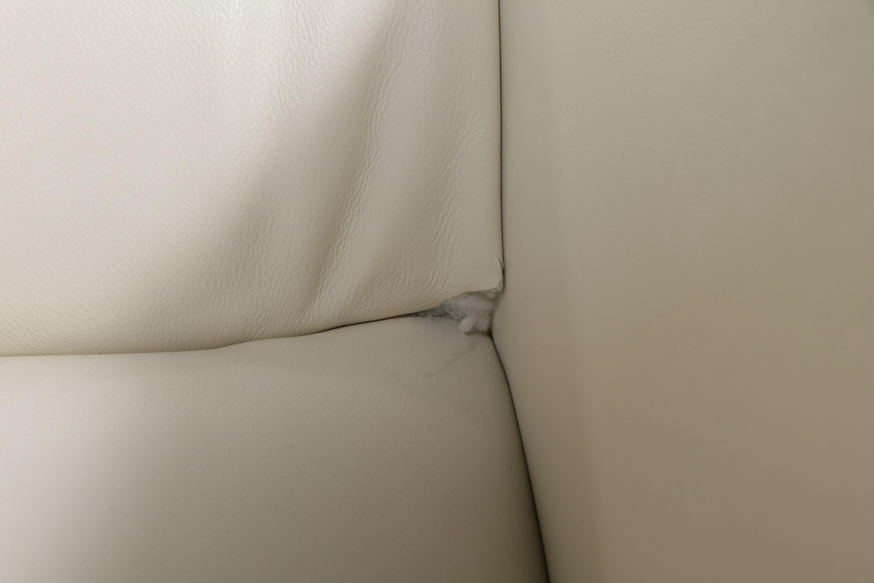 Pair of Royal Custom Designs Ivory Faux Leather Lounge Chairs