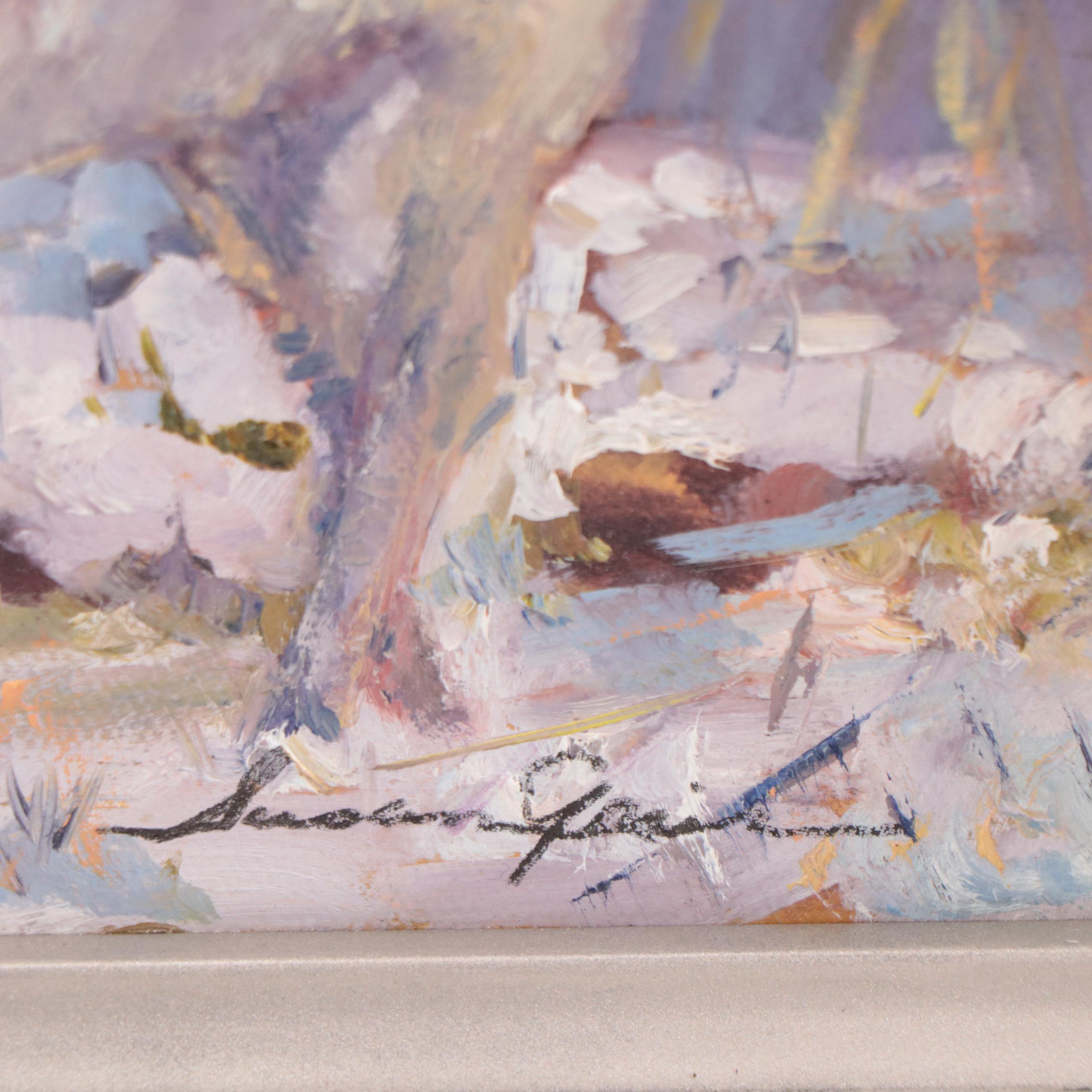 Susan Grier Oil Painting of Sheep in Snow, 21st Century