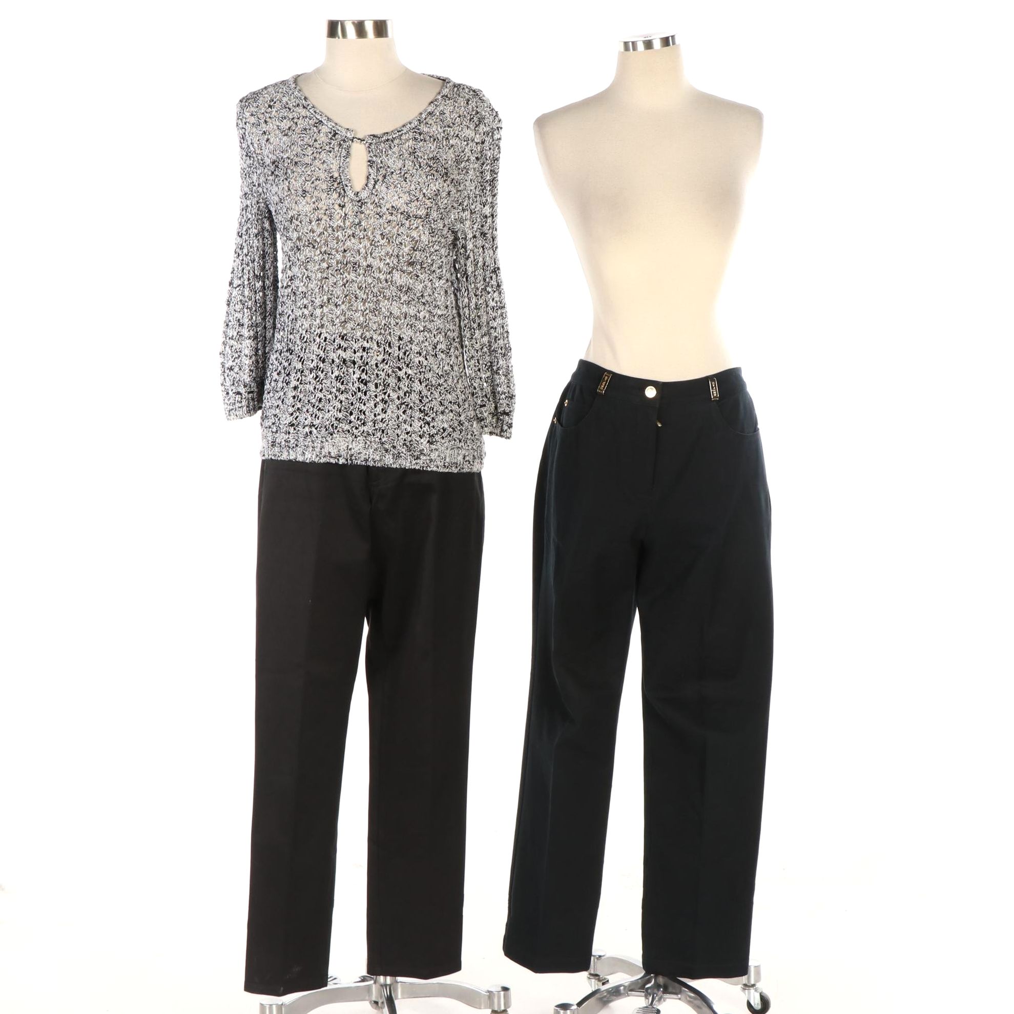 St. John Sport Sweater in Open Knit and Five Pocket Pants