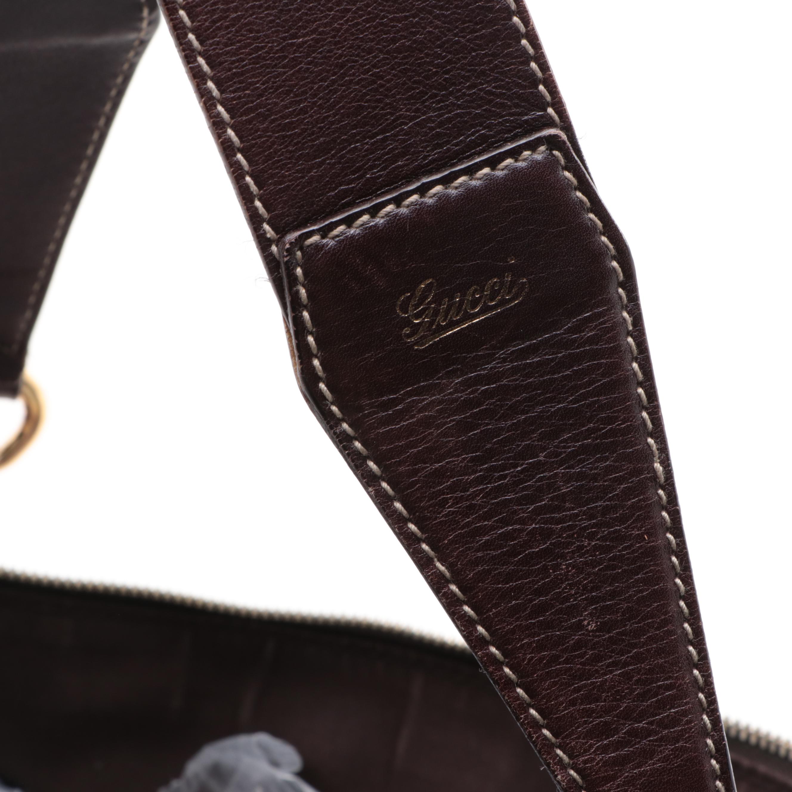 Gucci Horsebit Canvas and Leather Shoulder Bag