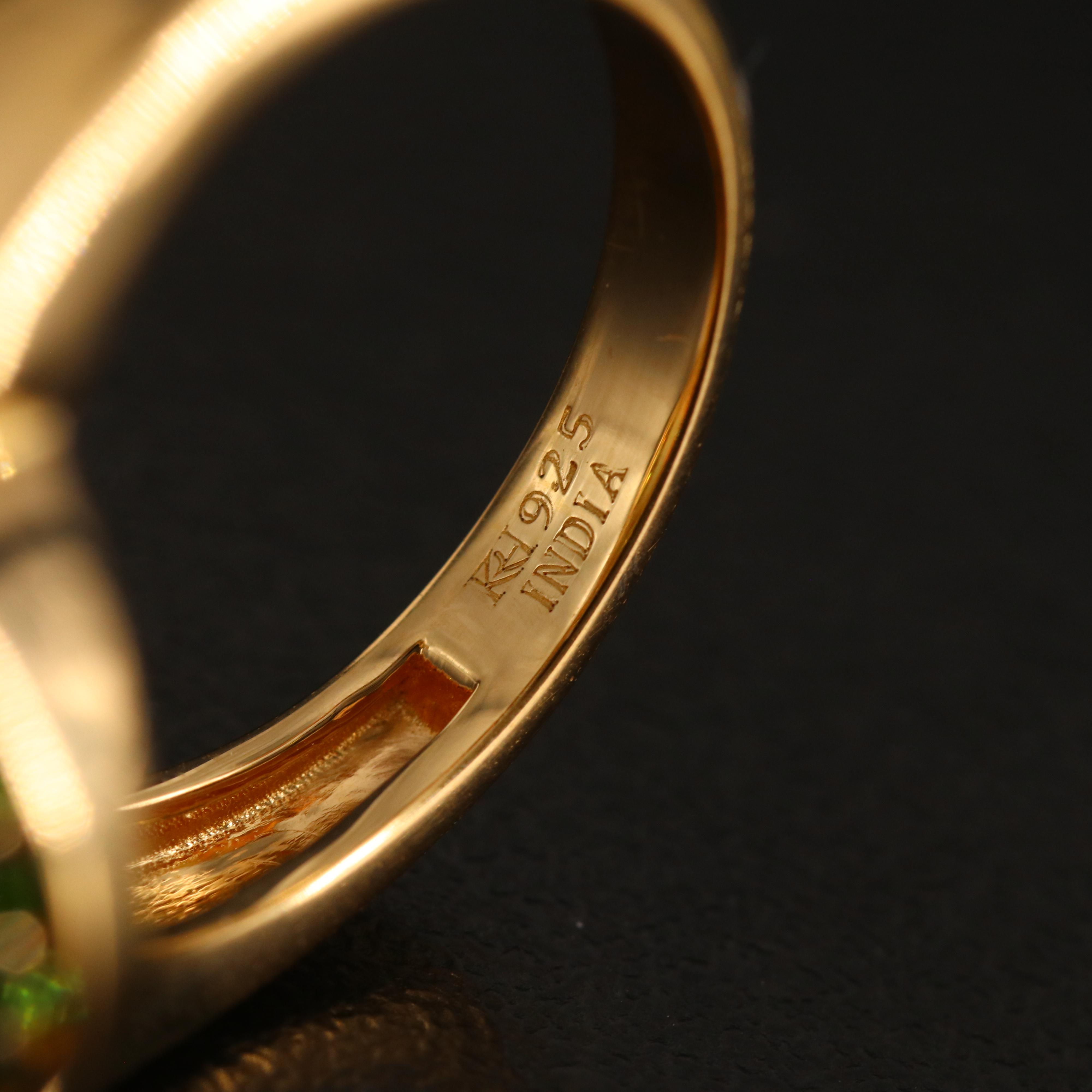 Opal Ring with Diopside Halo and White Zircon Accents in Sterling