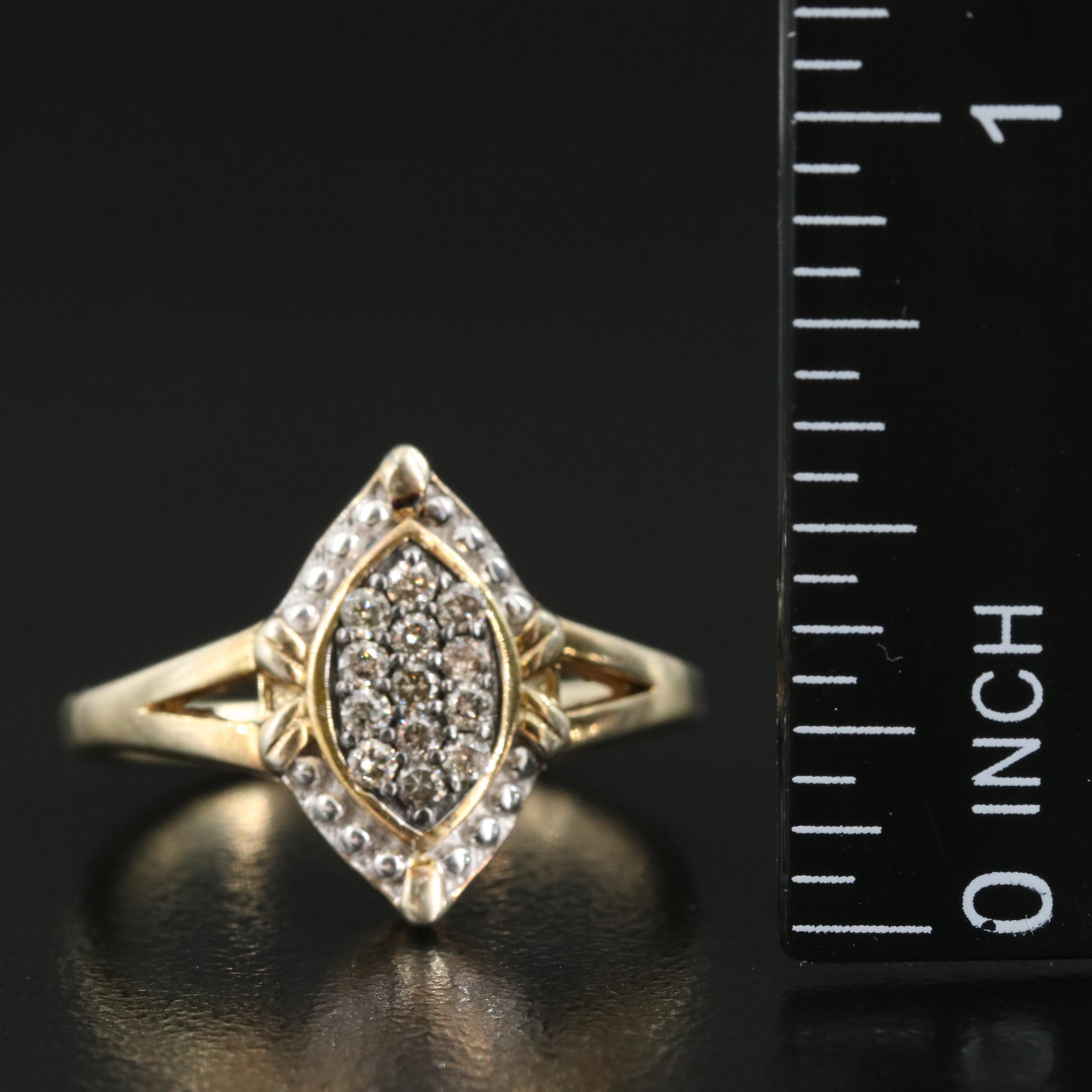 Sterling Diamond Navette Ring