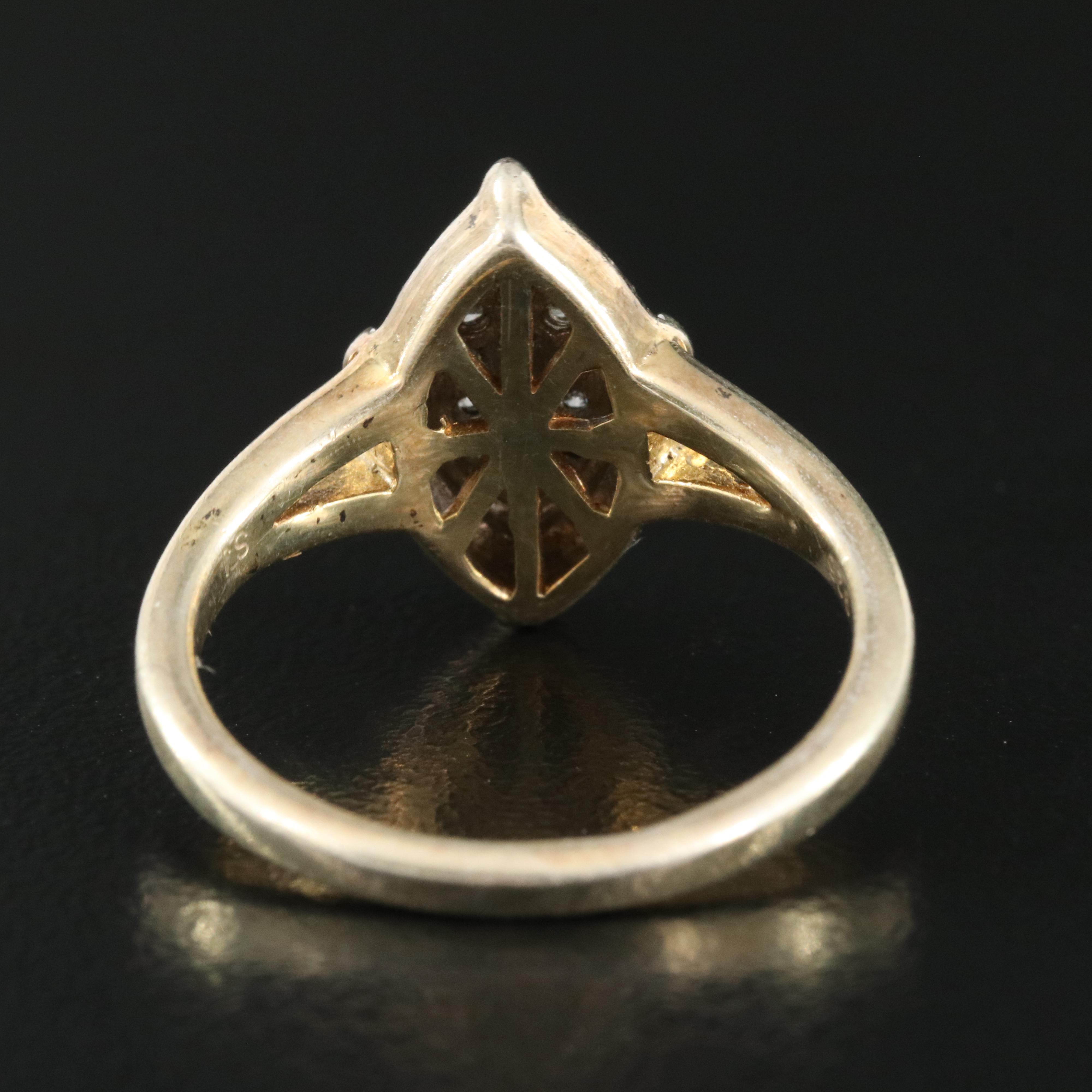 Sterling Diamond Navette Ring