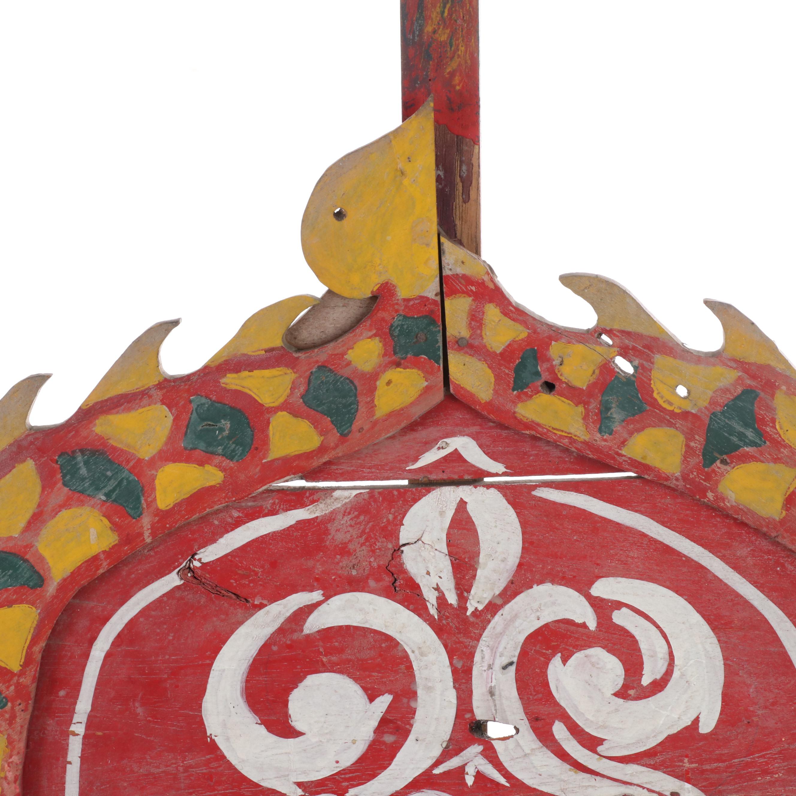 Thai Paint-Decorated Teak Bench, Mid-20th Century