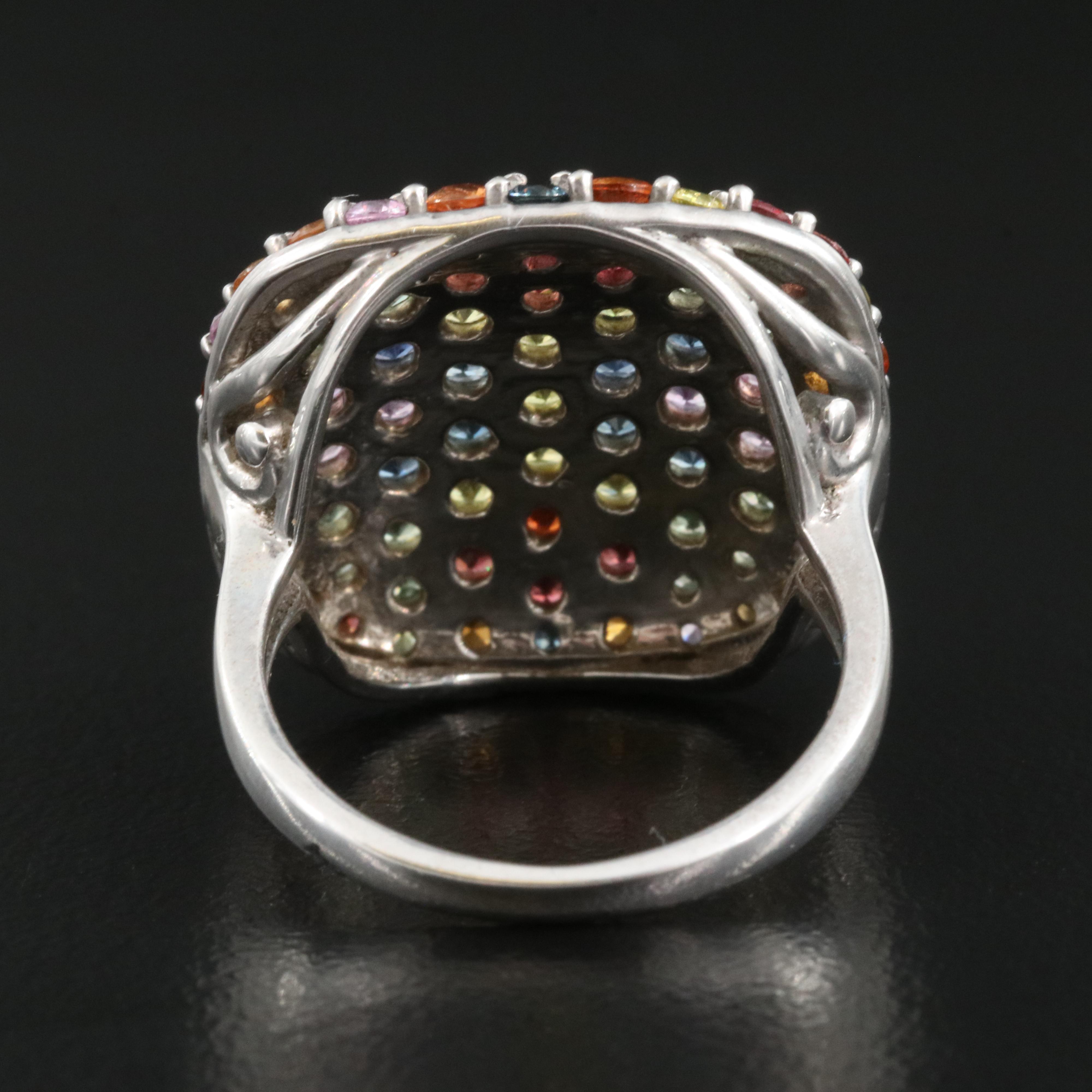 Sterling Pavé Sapphire Square Ring