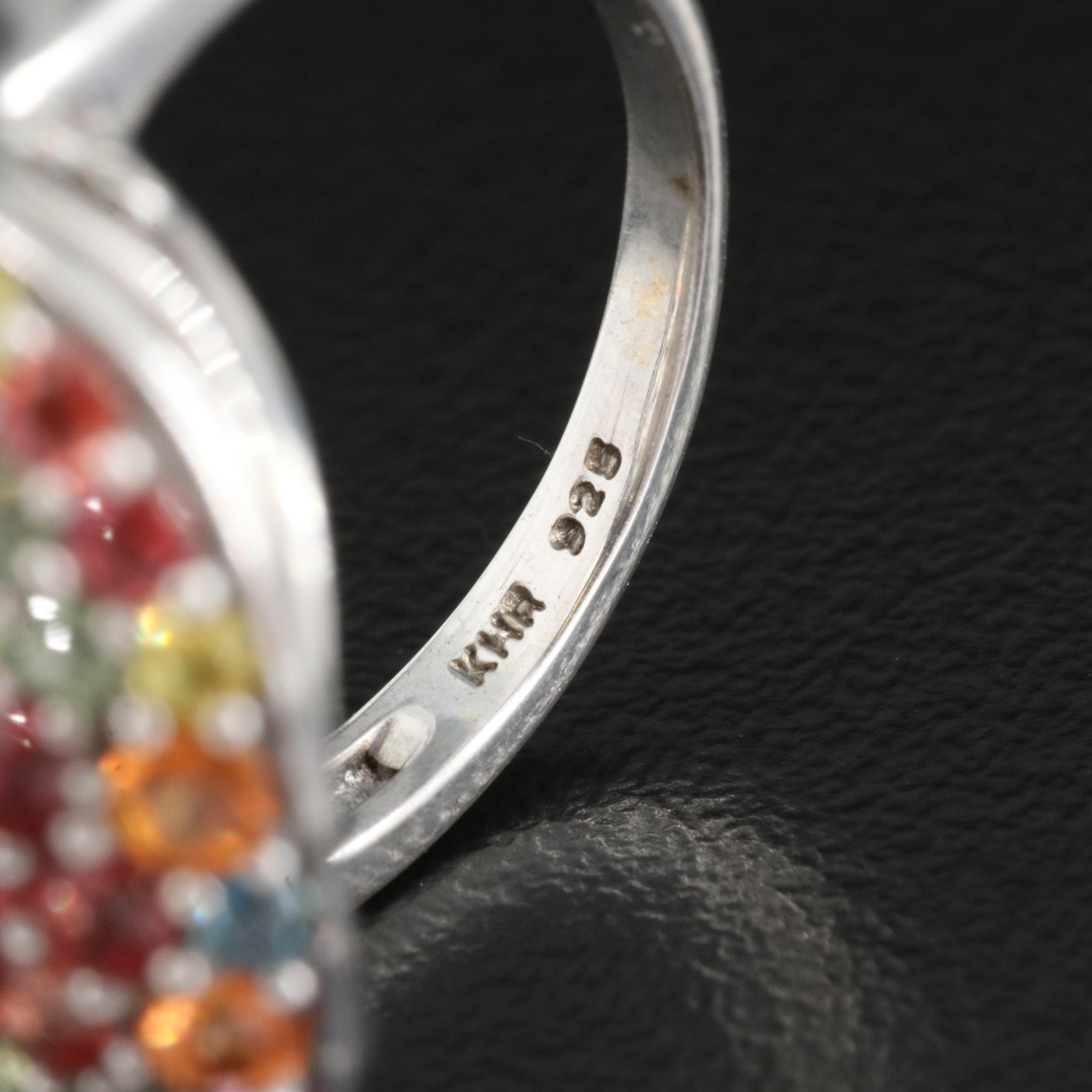 Sterling Pavé Sapphire Square Ring