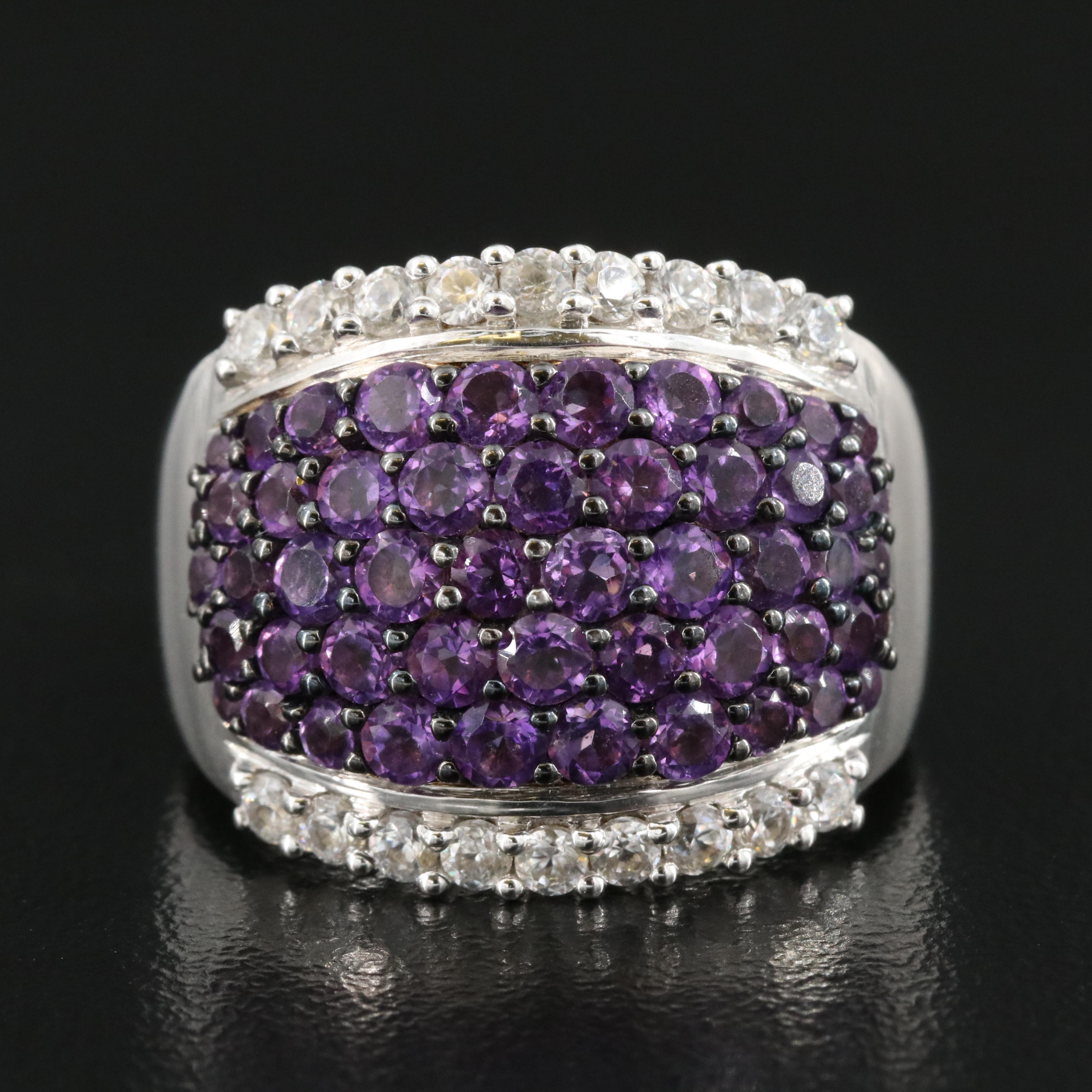 Sterling Pavé Amethyst and Topaz Band