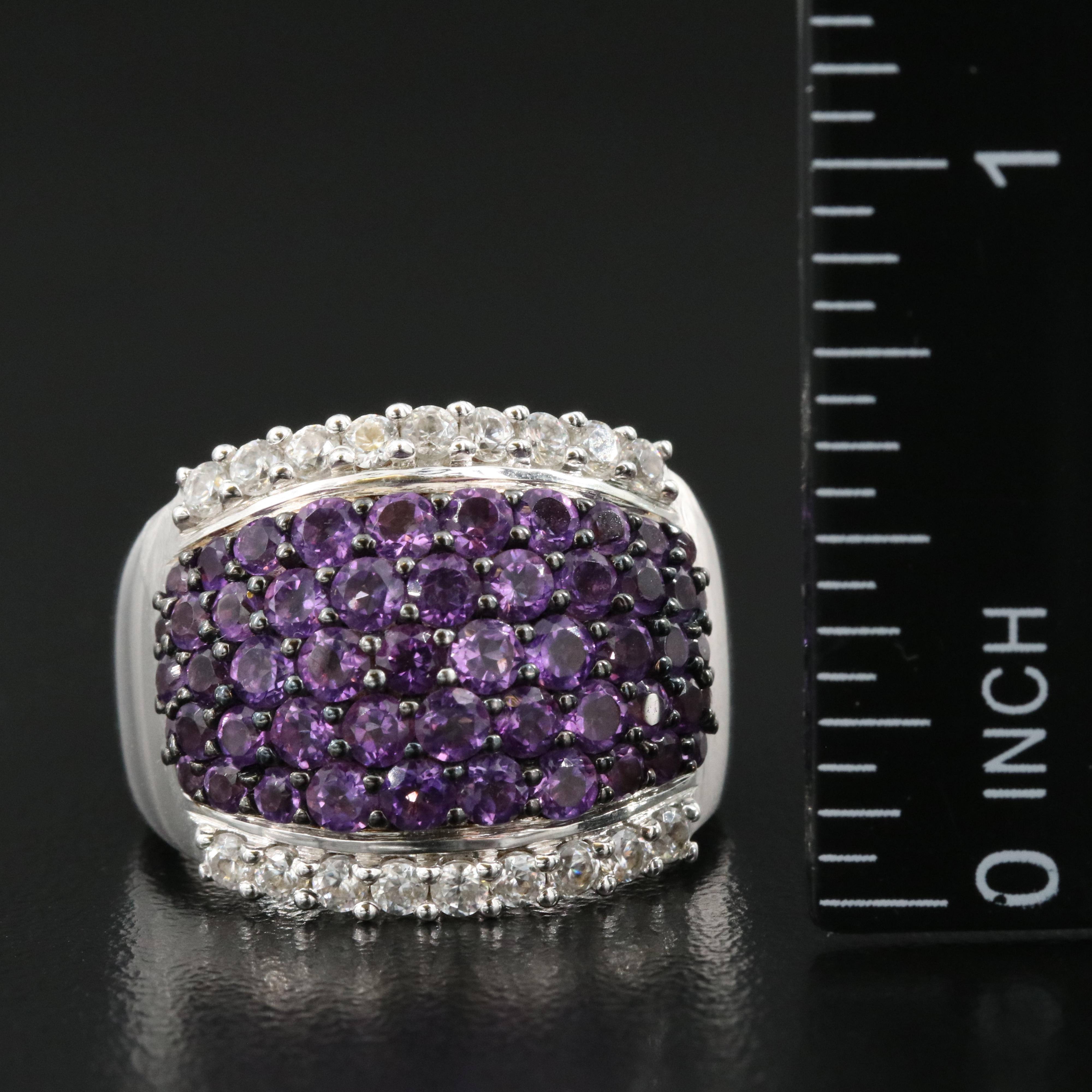 Sterling Pavé Amethyst and Topaz Band