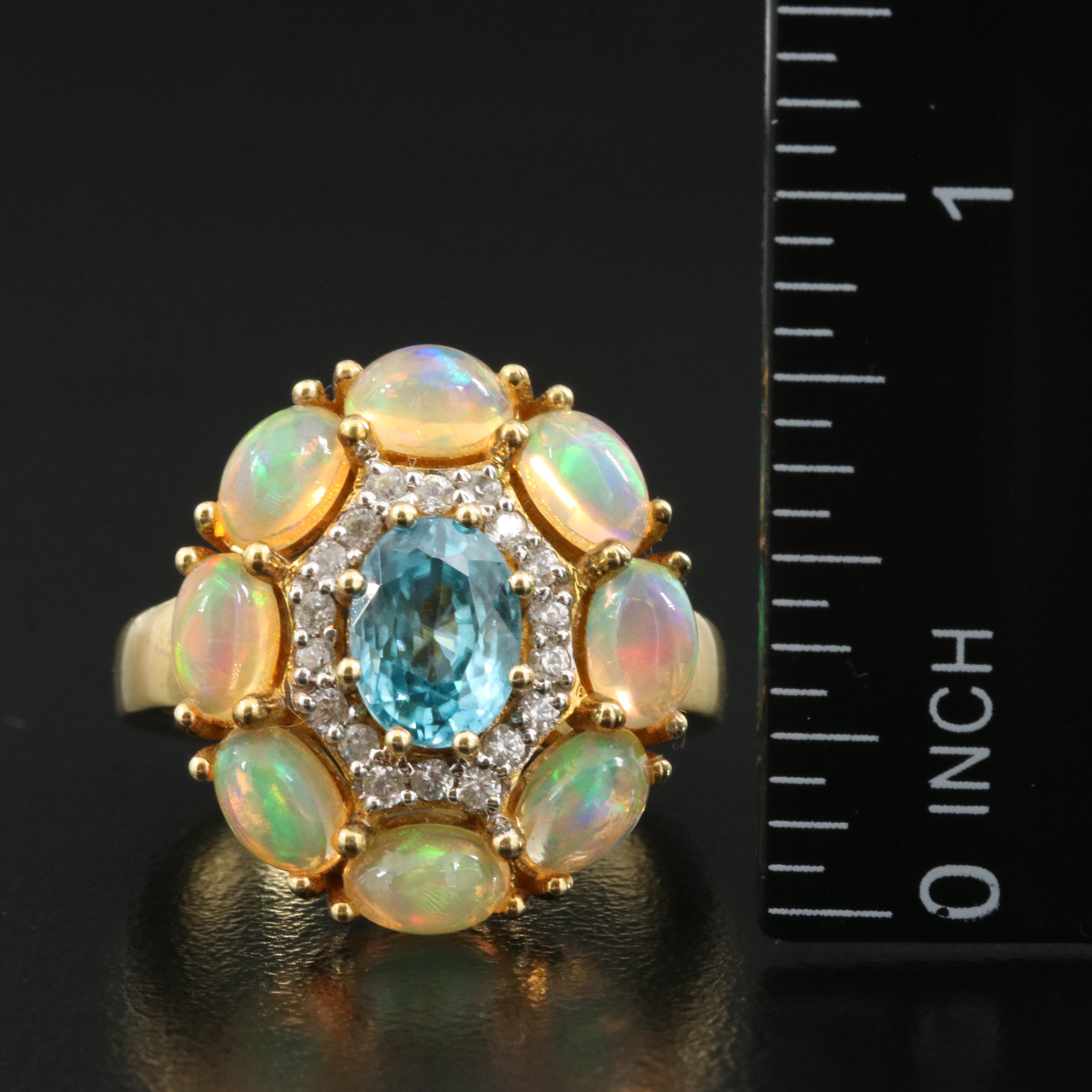 Sterling Zircon and Opal Ring