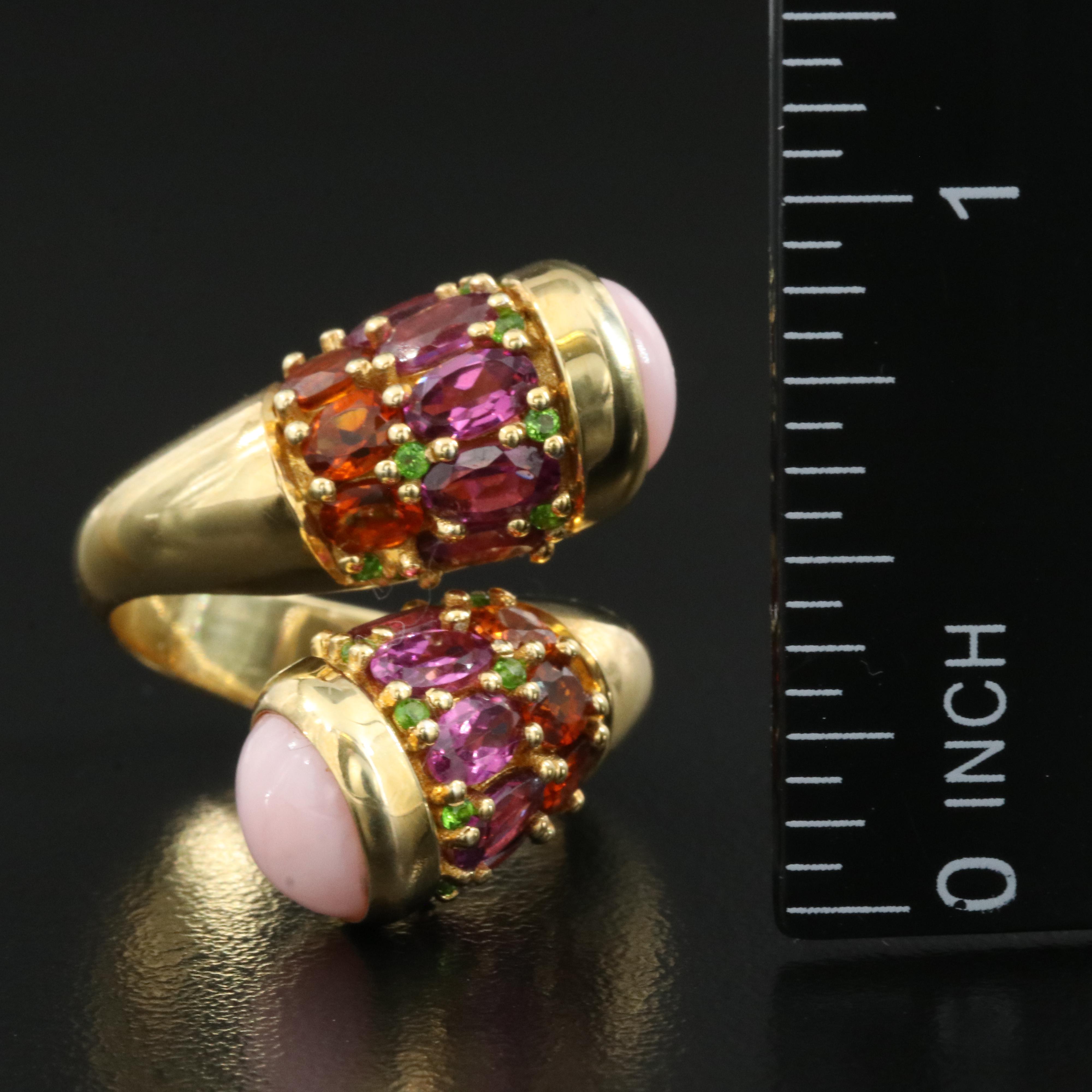 Sterling Common Opal, Citrine and Gemstone Bypass Ring