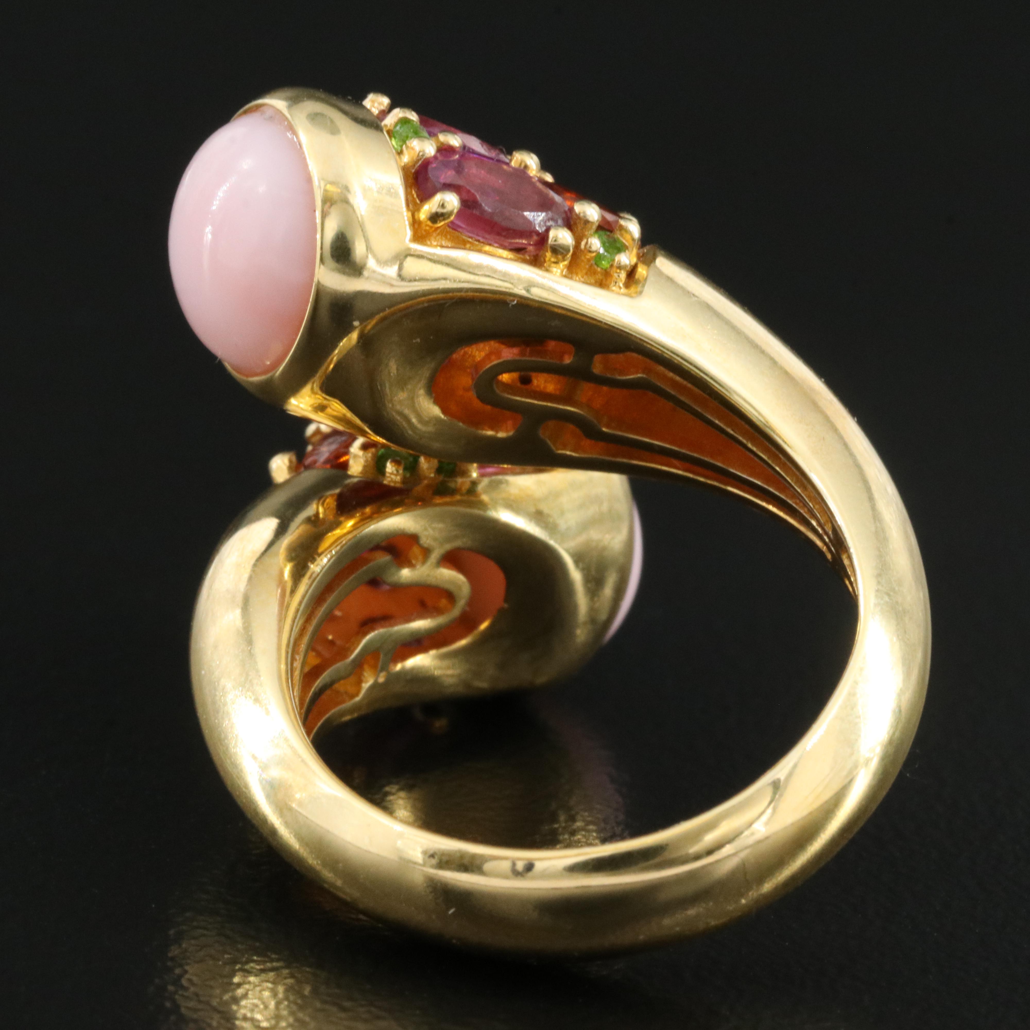 Sterling Common Opal, Citrine and Gemstone Bypass Ring
