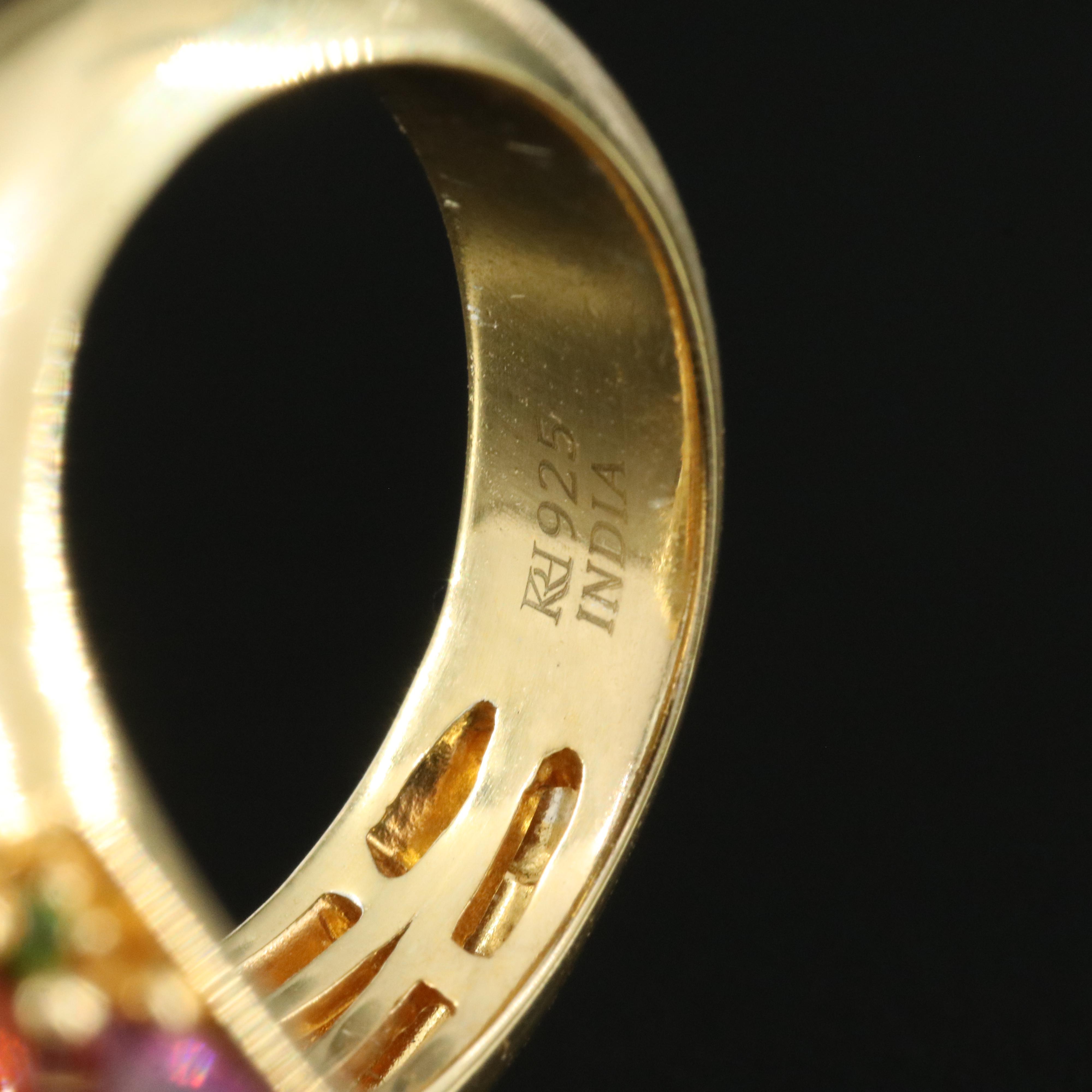 Sterling Common Opal, Citrine and Gemstone Bypass Ring