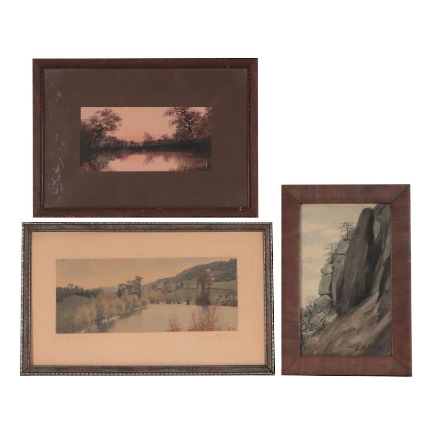 E. B. Miles Landscape Watercolor Paintings, Wallace Nutting Photograph