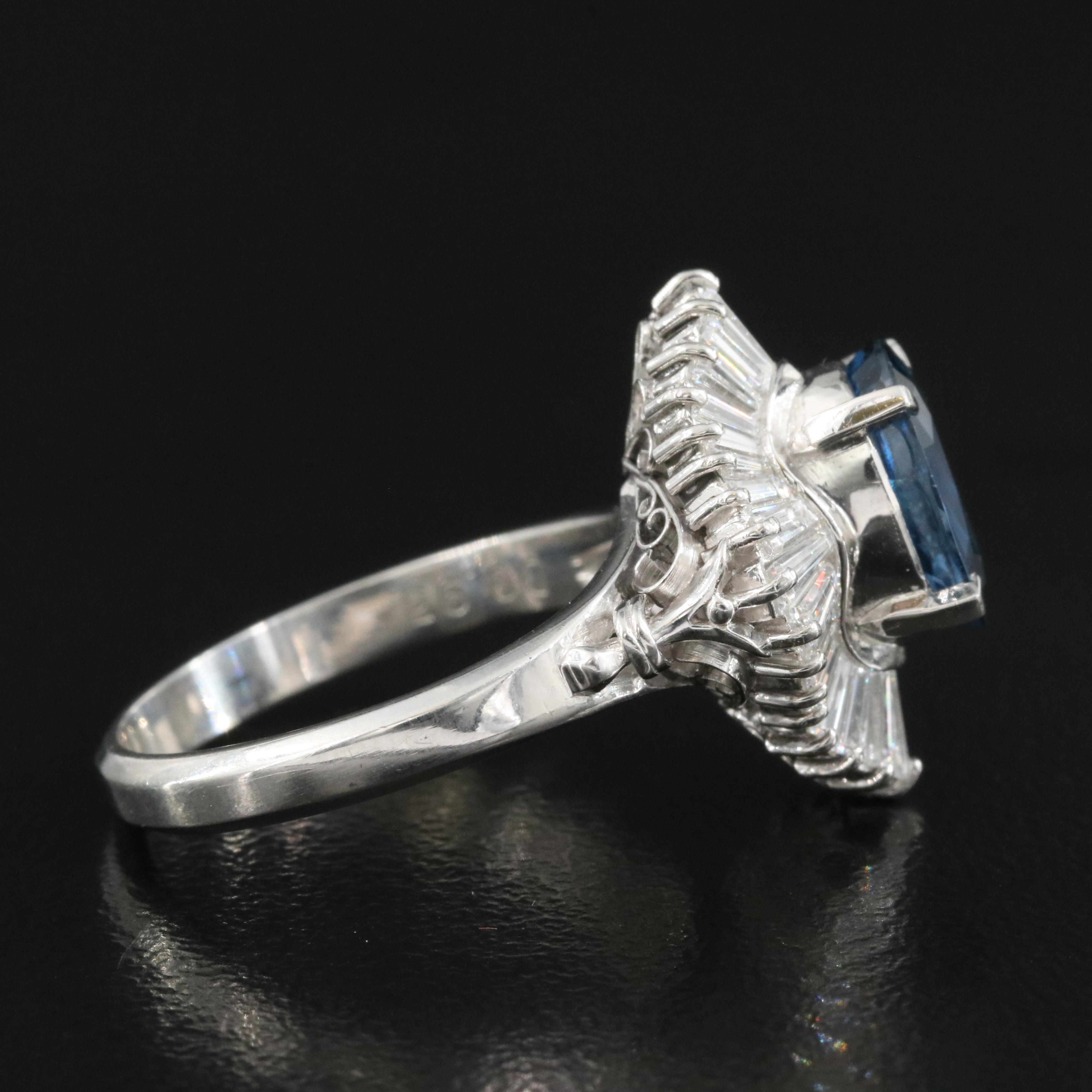 Platinum 2.06 CT Unheated Thai Sapphire and Diamond Ring with GIA Report