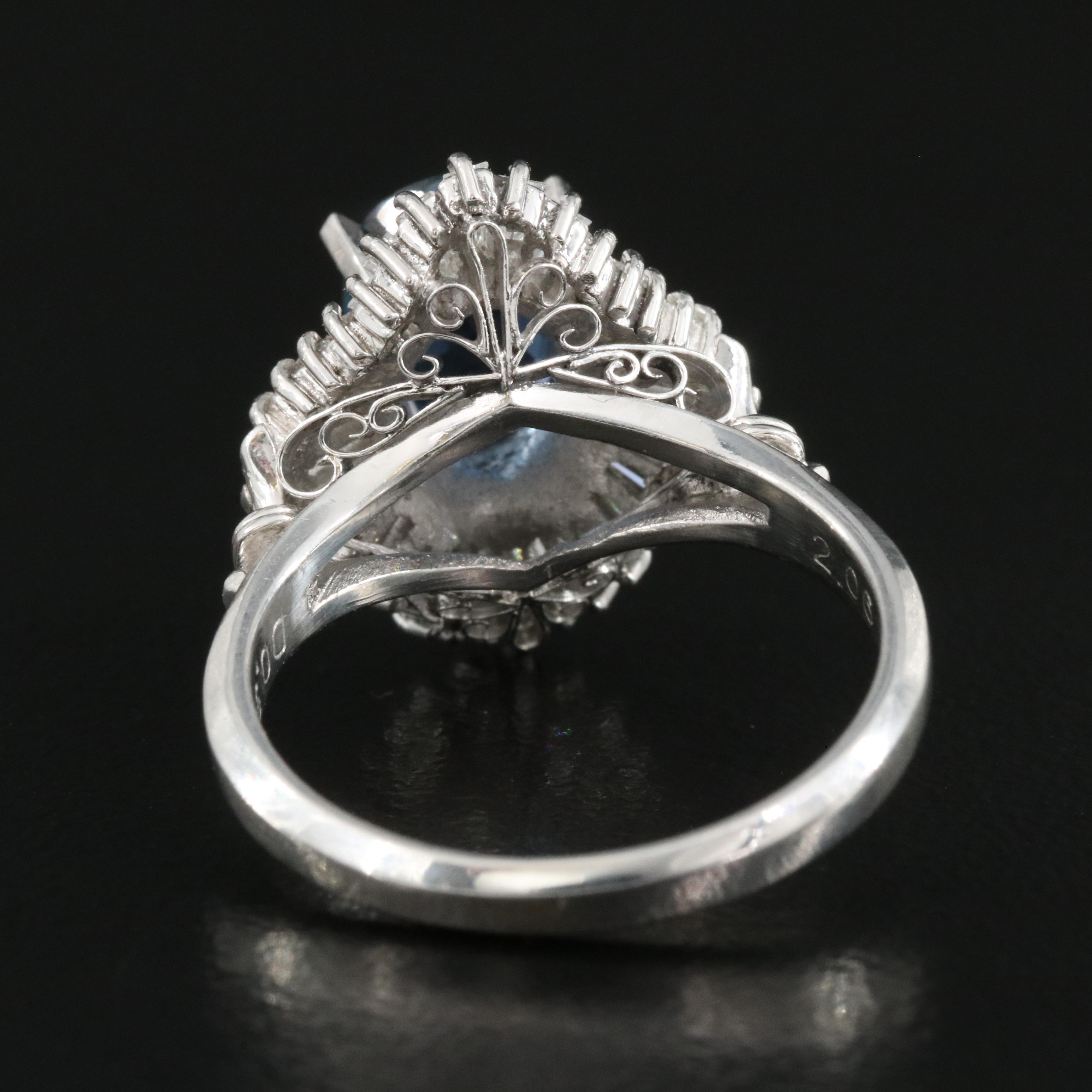 Platinum 2.06 CT Unheated Thai Sapphire and Diamond Ring with GIA Report