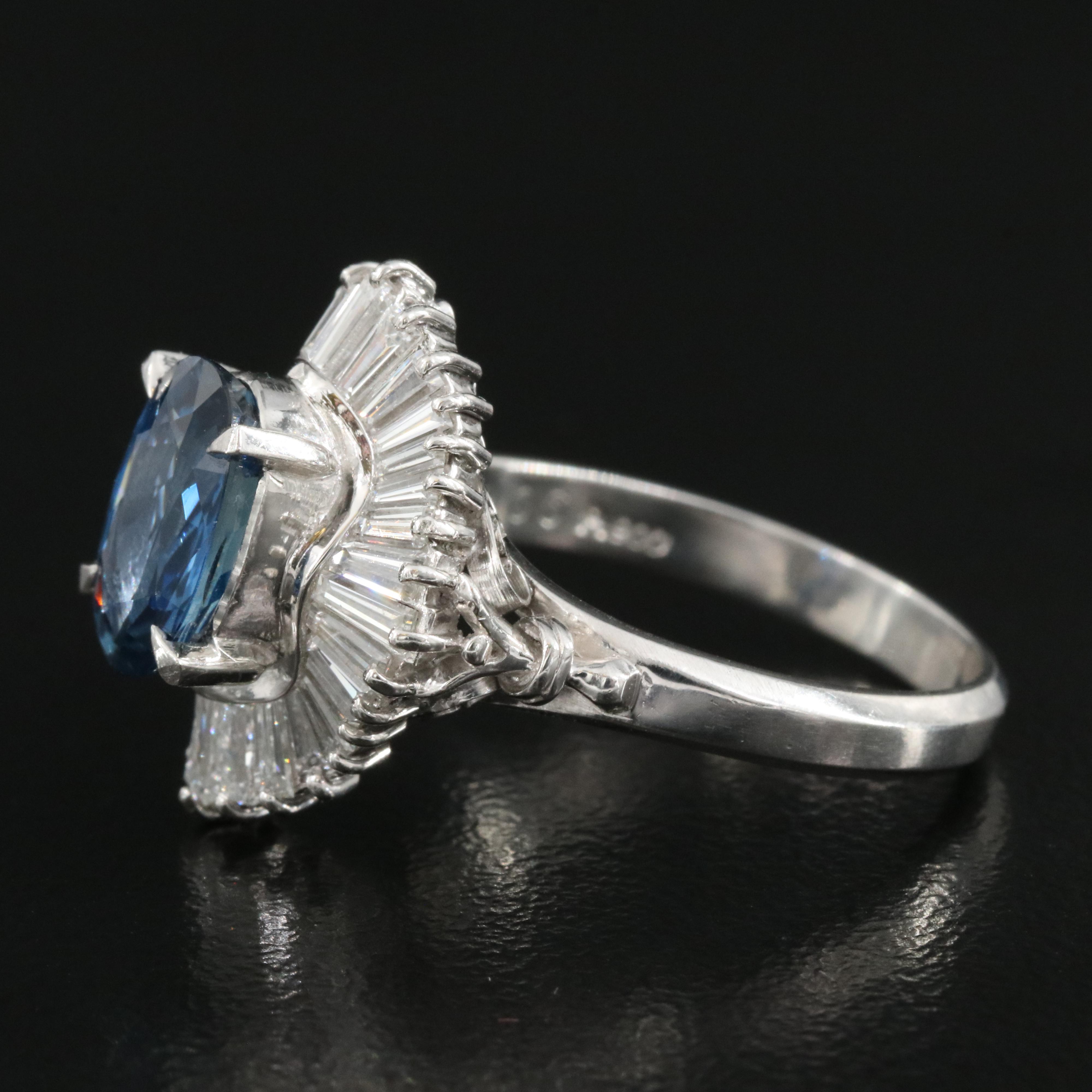 Platinum 2.06 CT Unheated Thai Sapphire and Diamond Ring with GIA Report