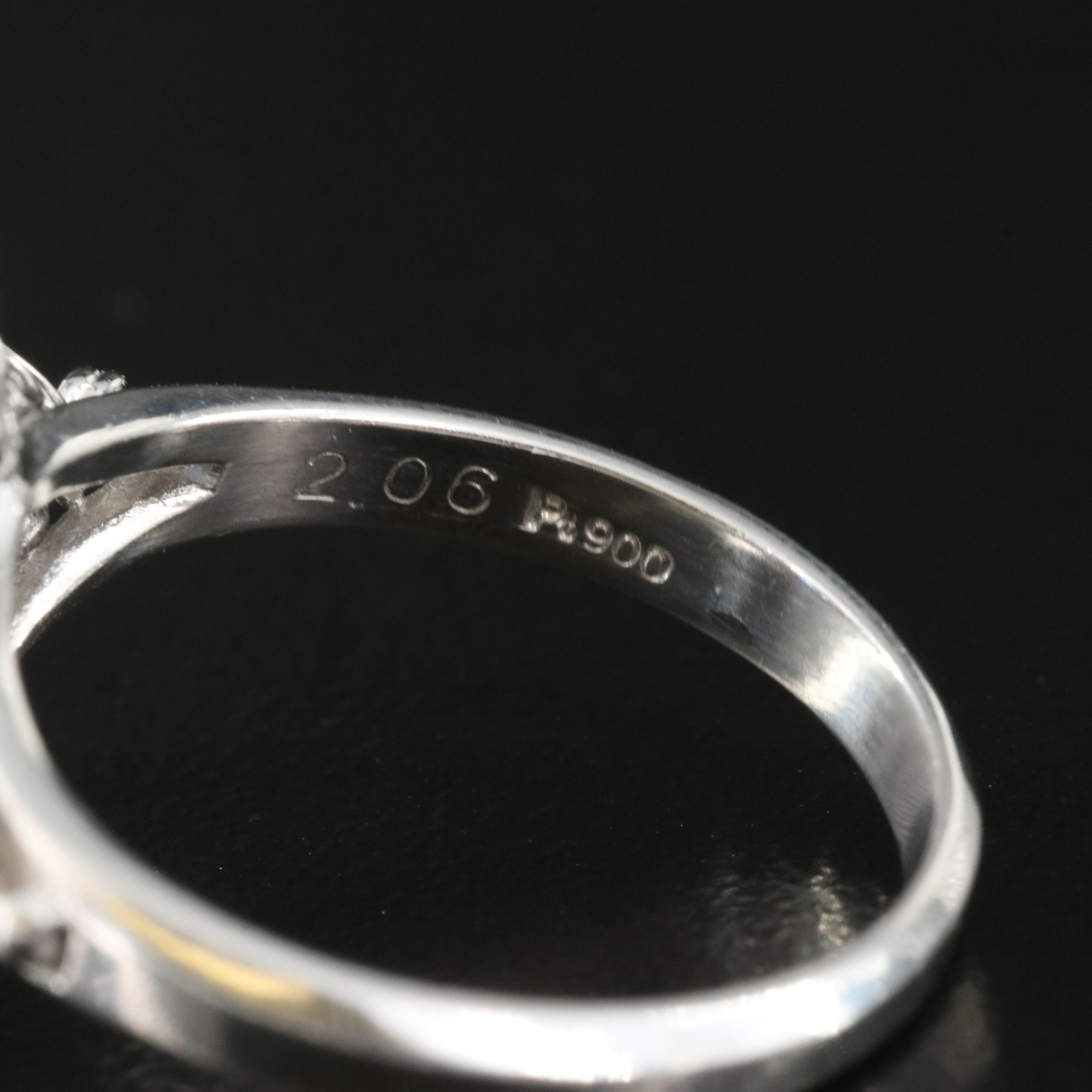 Platinum 2.06 CT Unheated Thai Sapphire and Diamond Ring with GIA Report