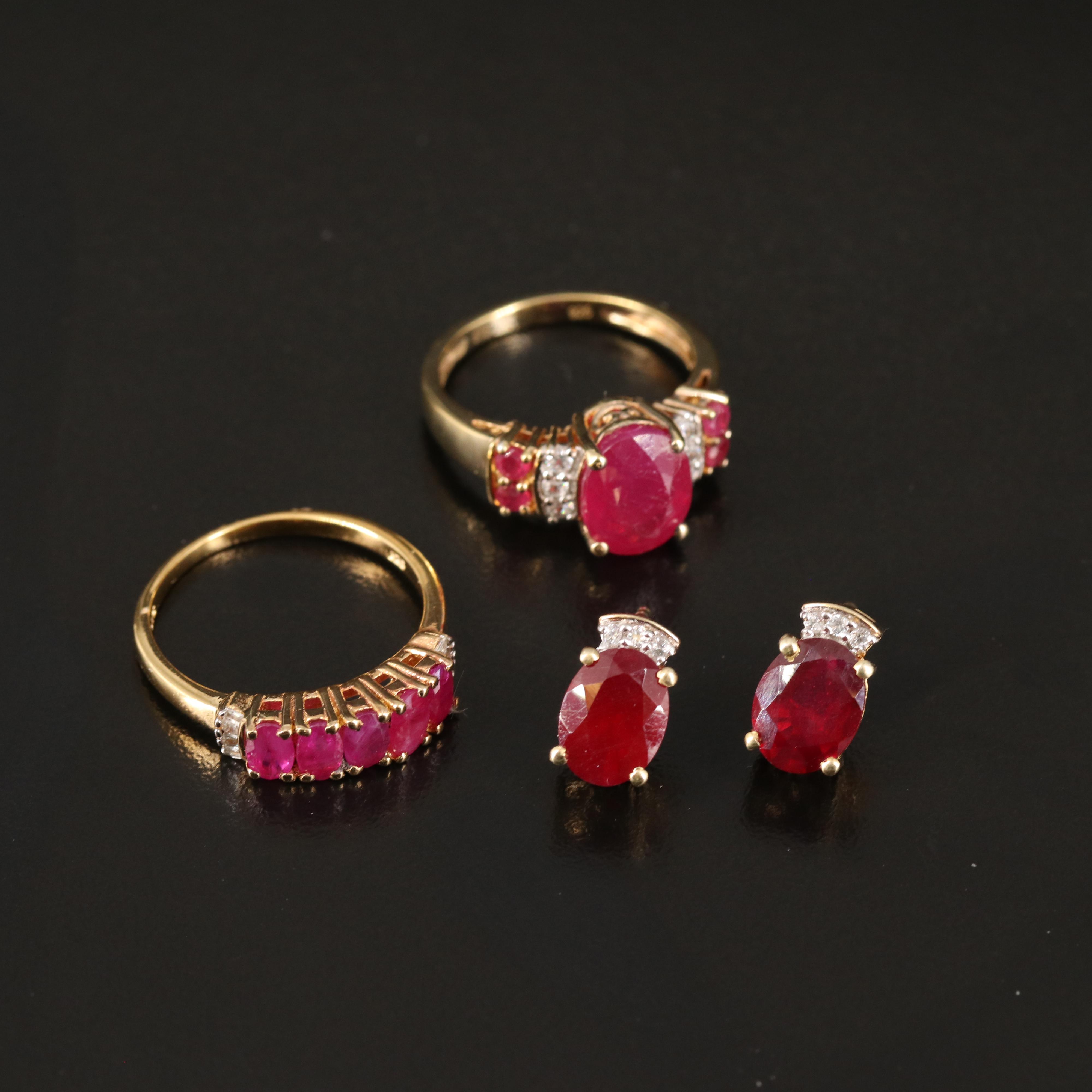 Earrings and Pairing of Rings with Corundum, Zircon and Diamonds in Sterling