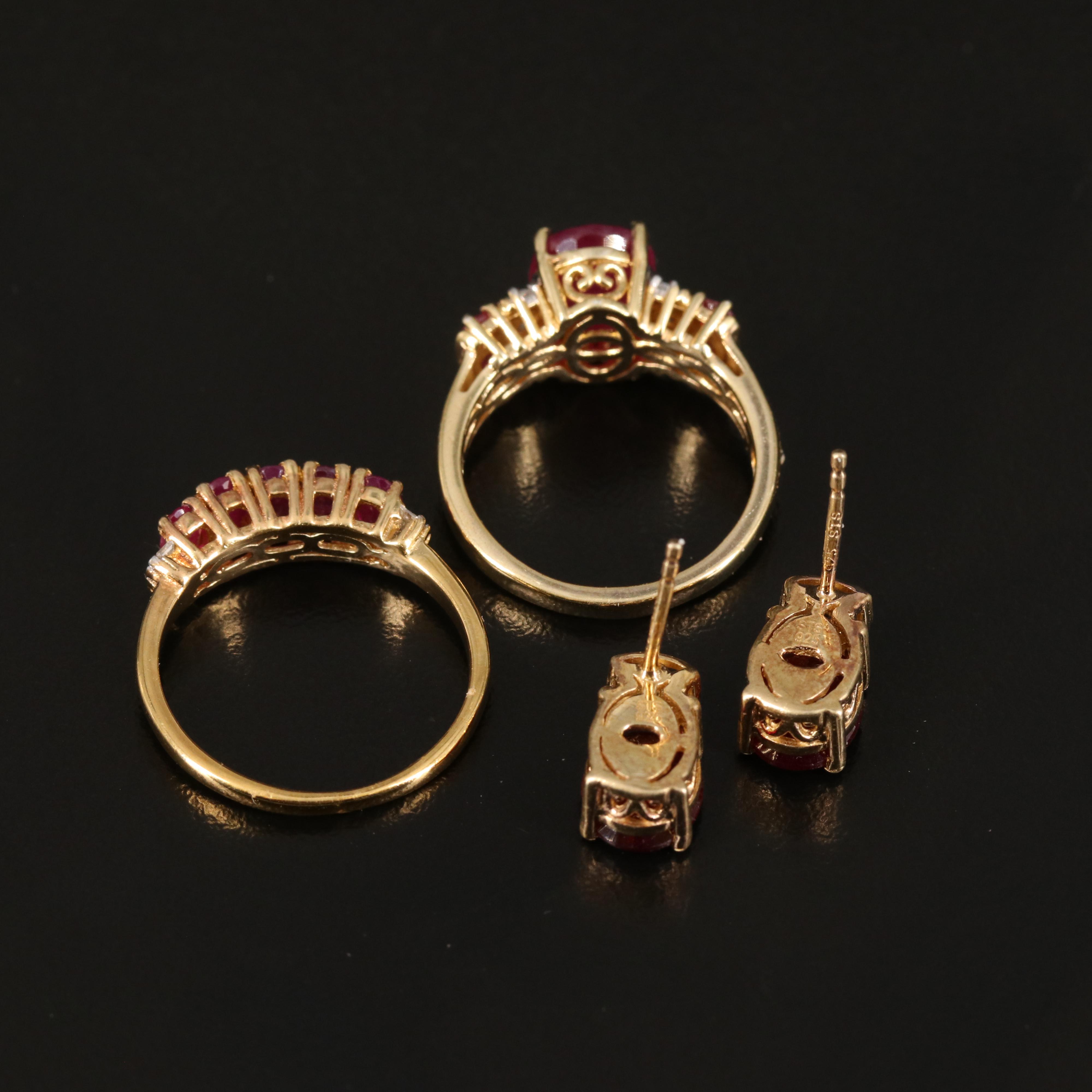 Earrings and Pairing of Rings with Corundum, Zircon and Diamonds in Sterling