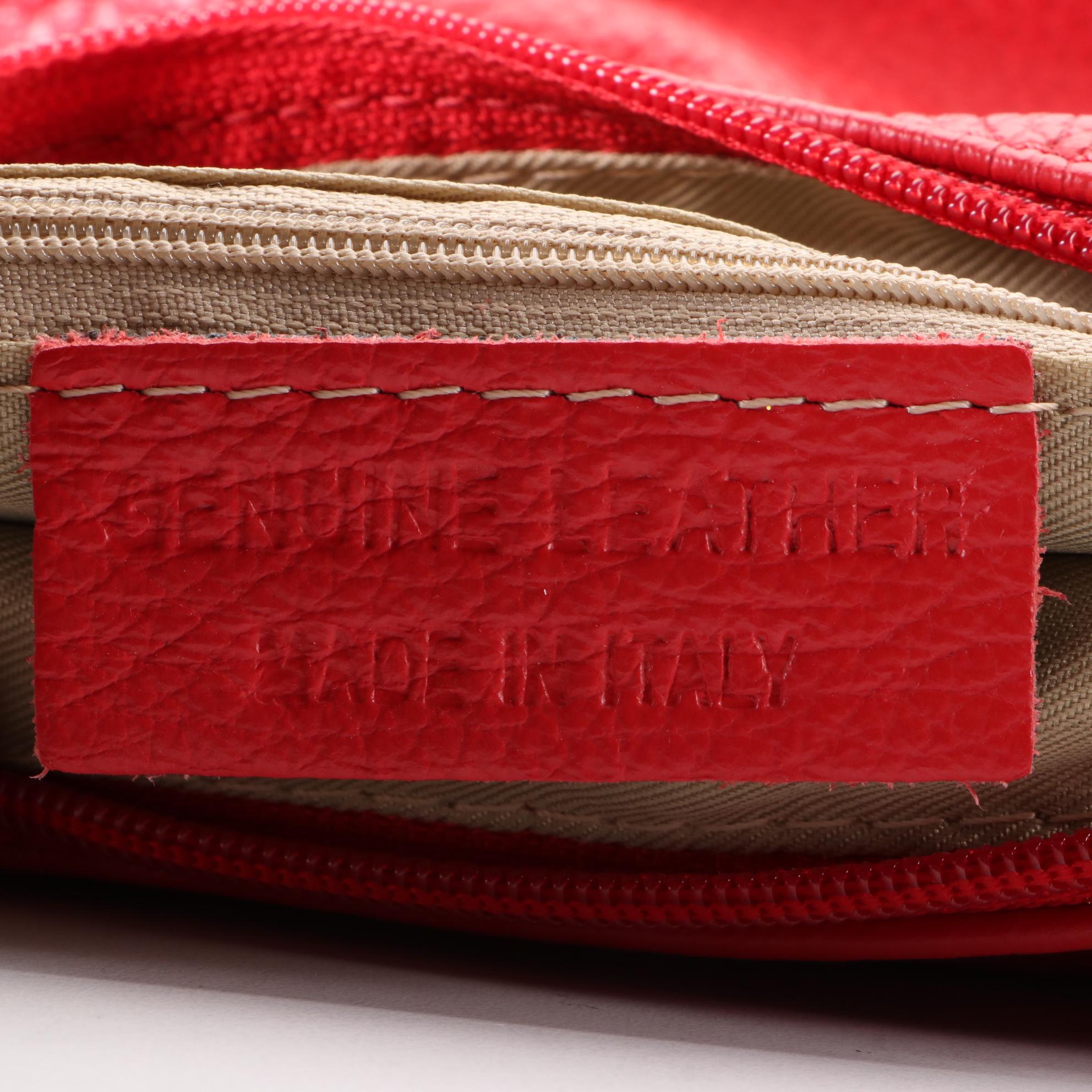 Italian Pebble Grain Leather Shoulder Bag with Adjustable Strap