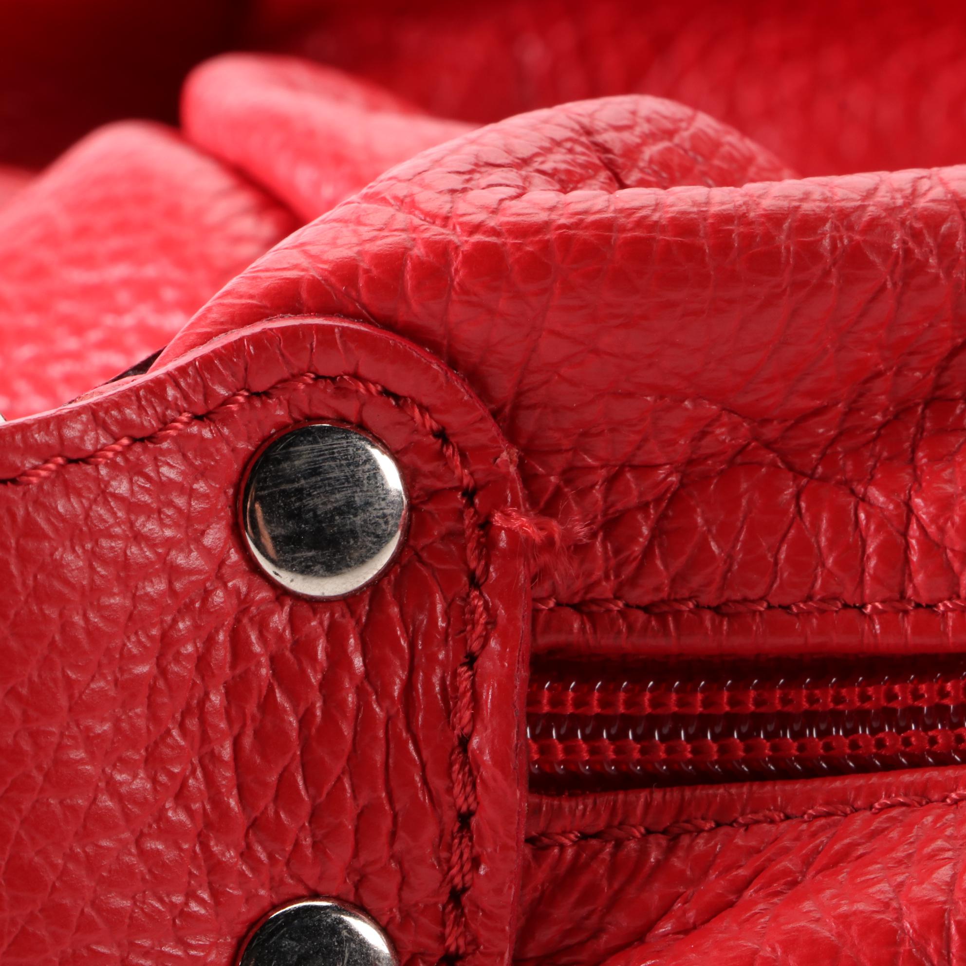 Italian Pebble Grain Leather Shoulder Bag with Adjustable Strap