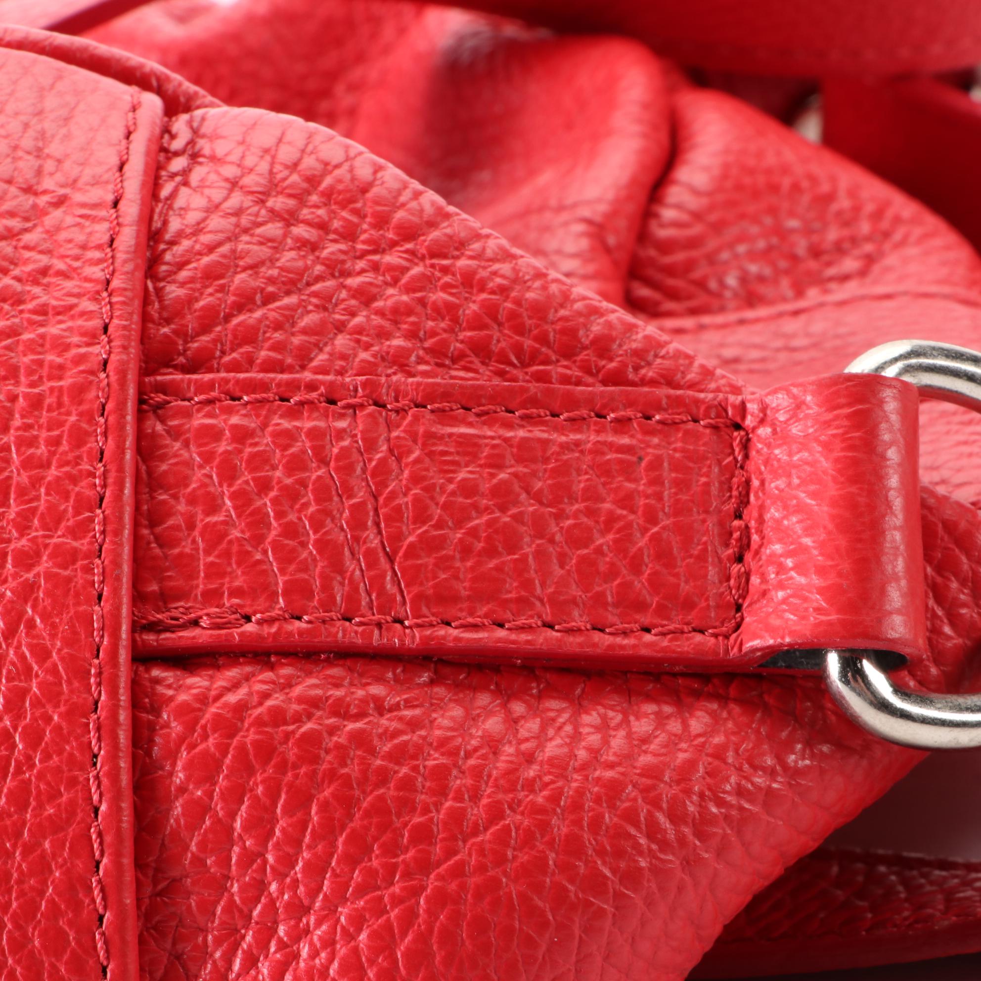 Italian Pebble Grain Leather Shoulder Bag with Adjustable Strap