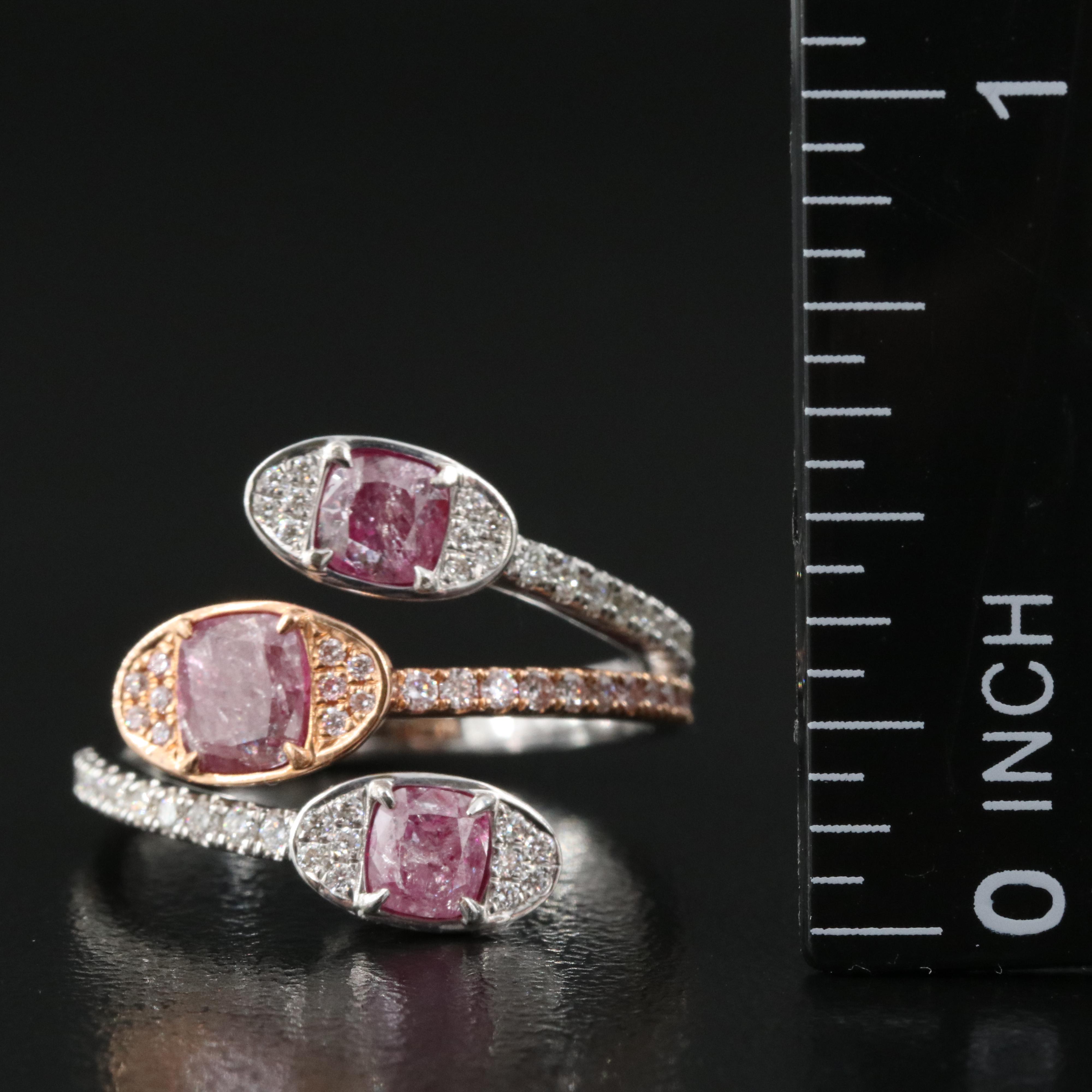 18K 1.66 CTW Diamond Ring with GIA Reports and Rose Gold Accent