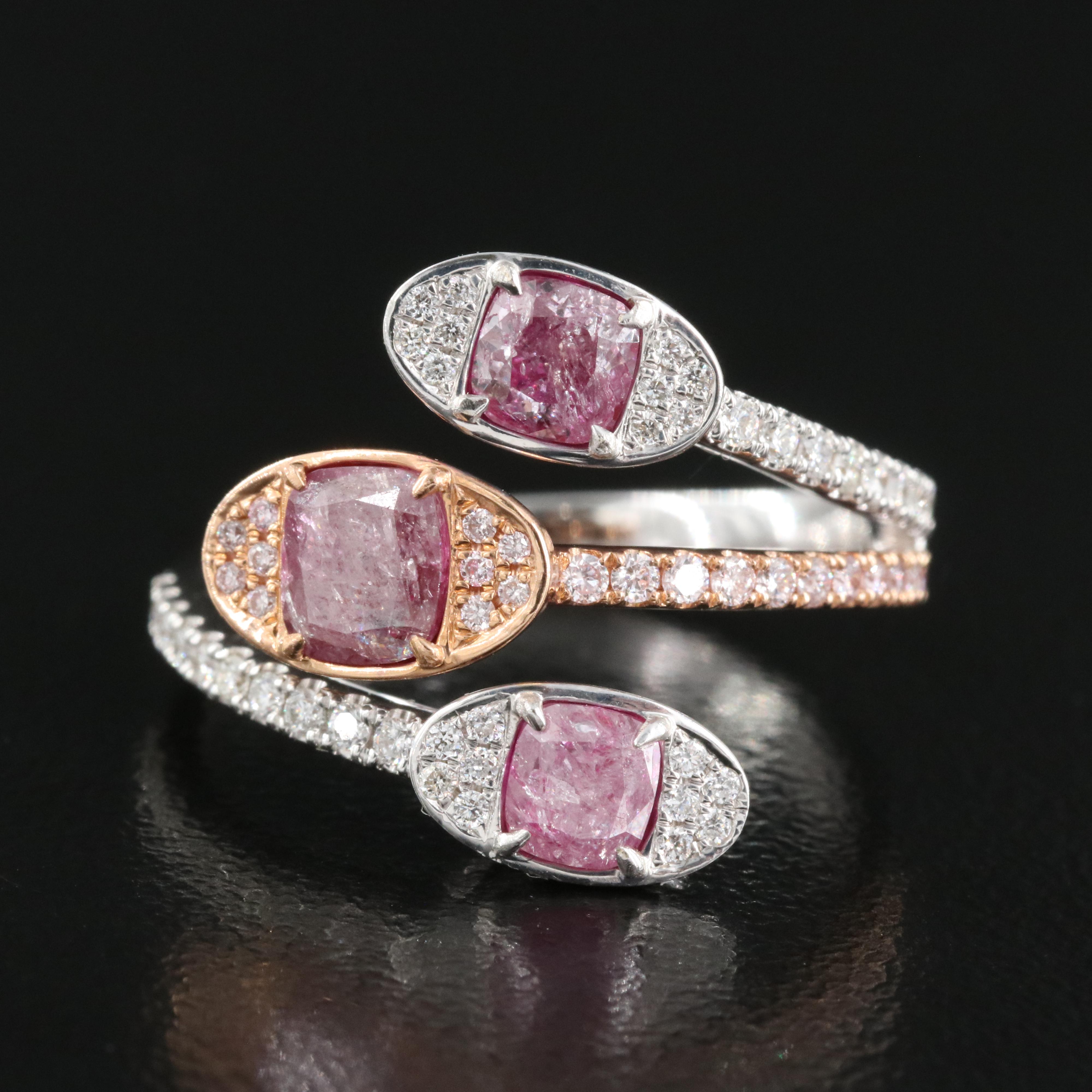 18K 1.66 CTW Diamond Ring with GIA Reports and Rose Gold Accent