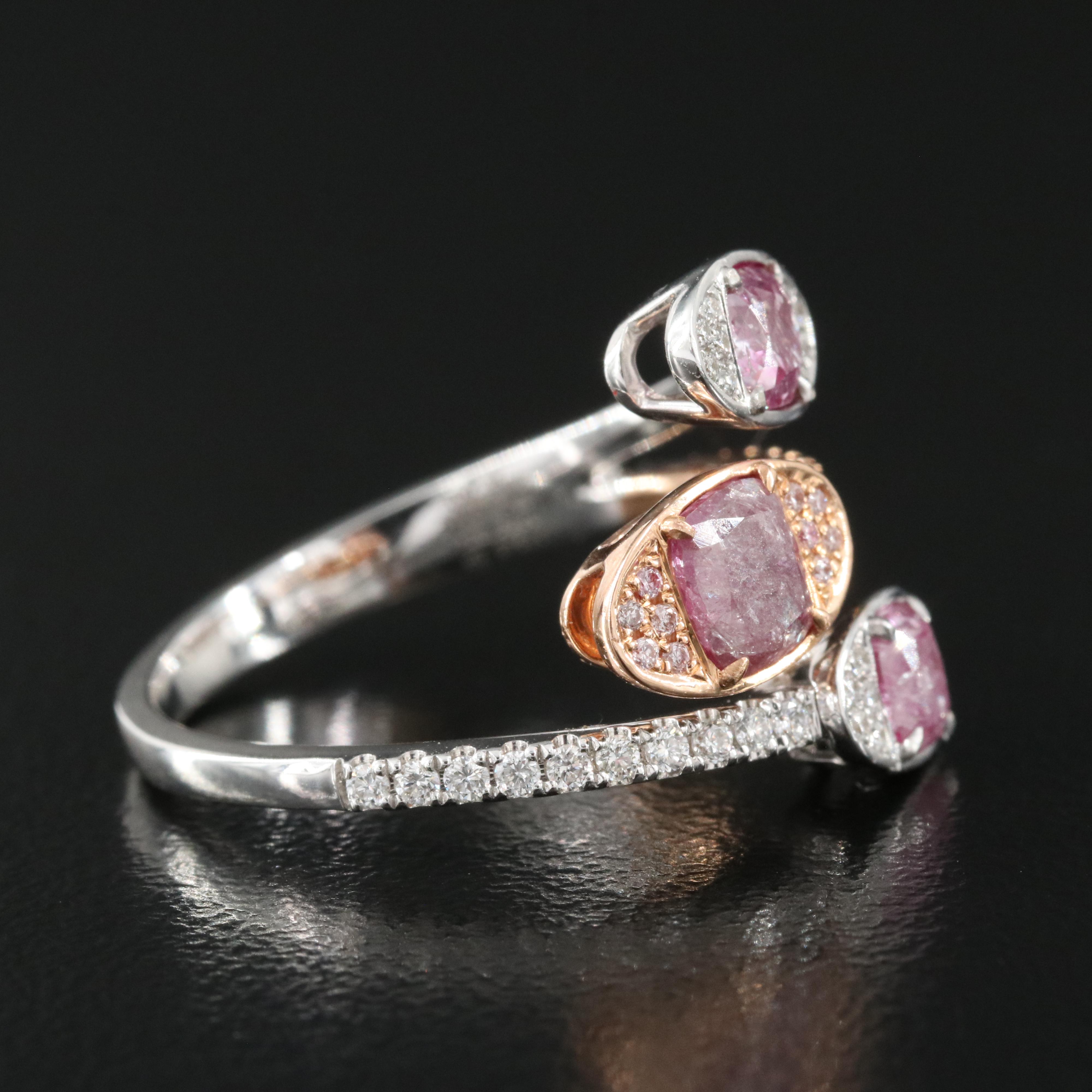 18K 1.66 CTW Diamond Ring with GIA Reports and Rose Gold Accent