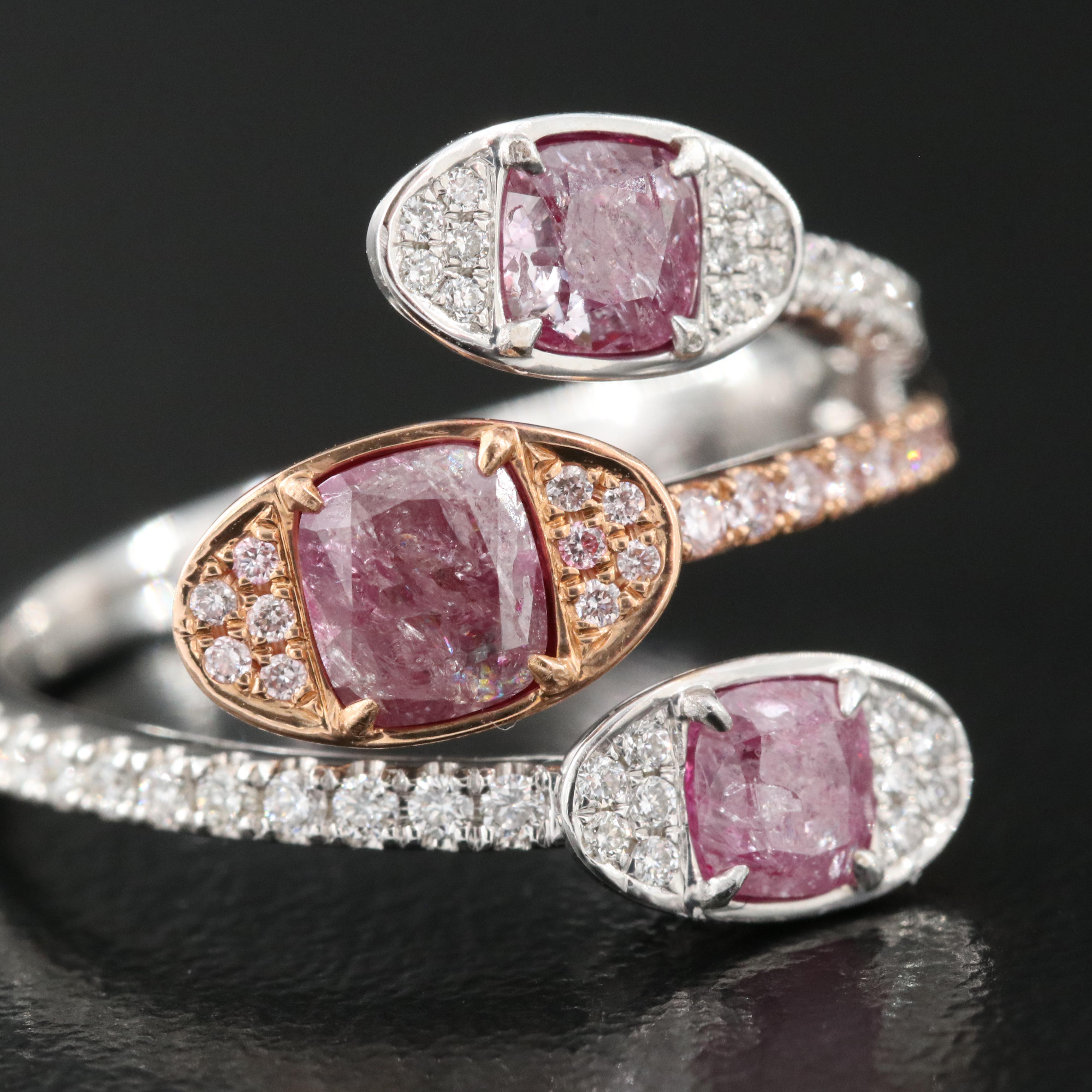 18K 1.66 CTW Diamond Ring with GIA Reports and Rose Gold Accent