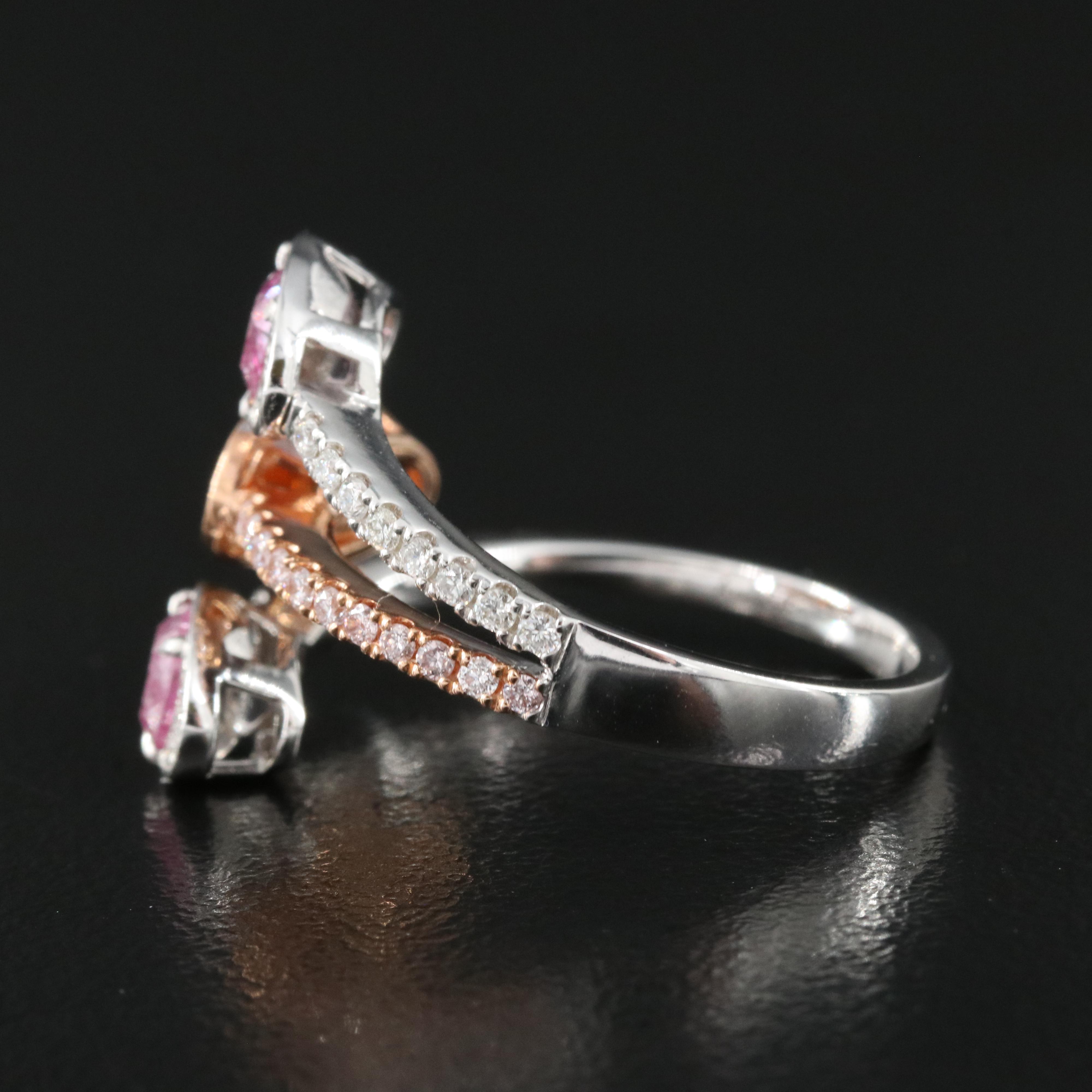 18K 1.66 CTW Diamond Ring with GIA Reports and Rose Gold Accent