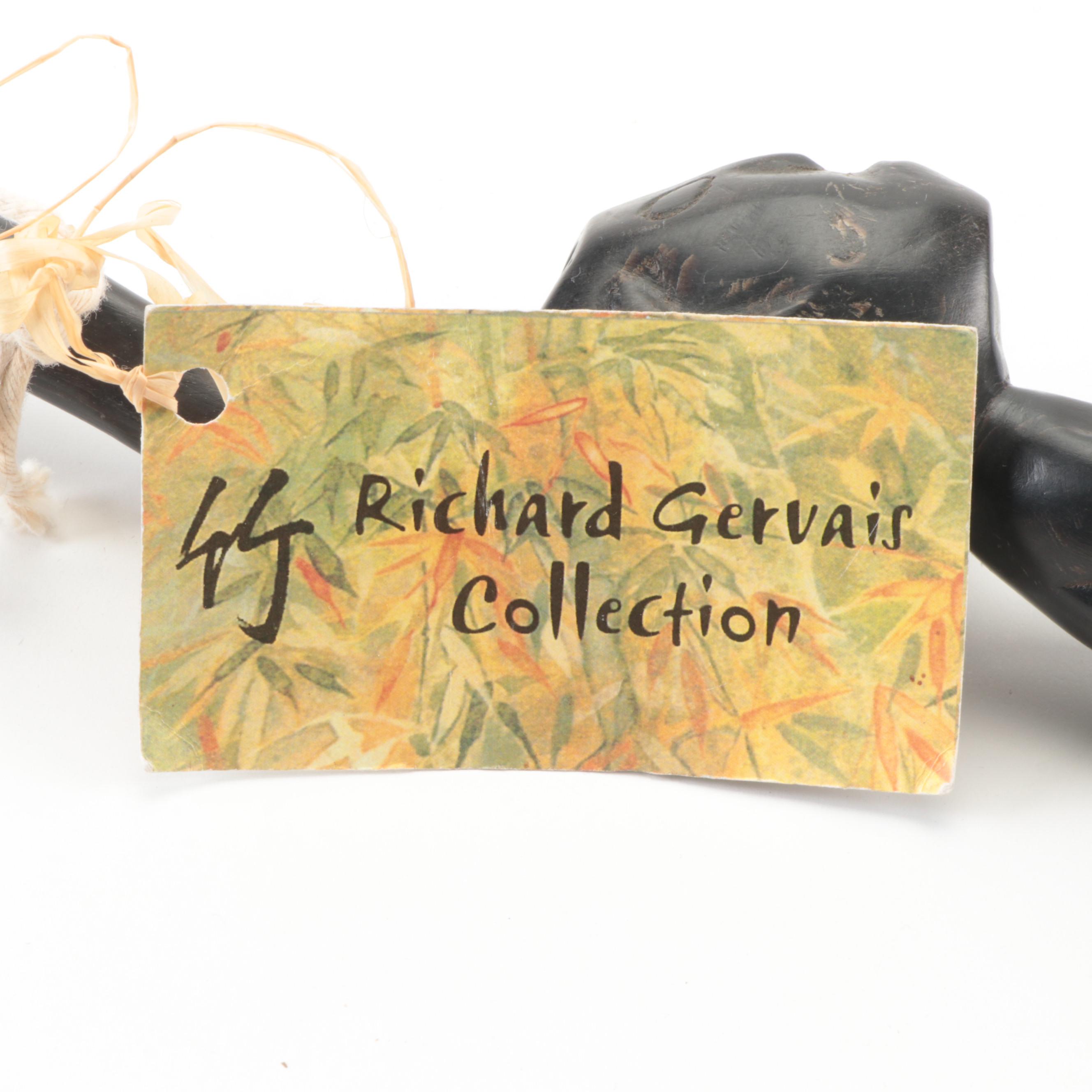 Filipino Carved Horn Bulul Figural Rice Harvester Finger Knife, Mid-20th Century