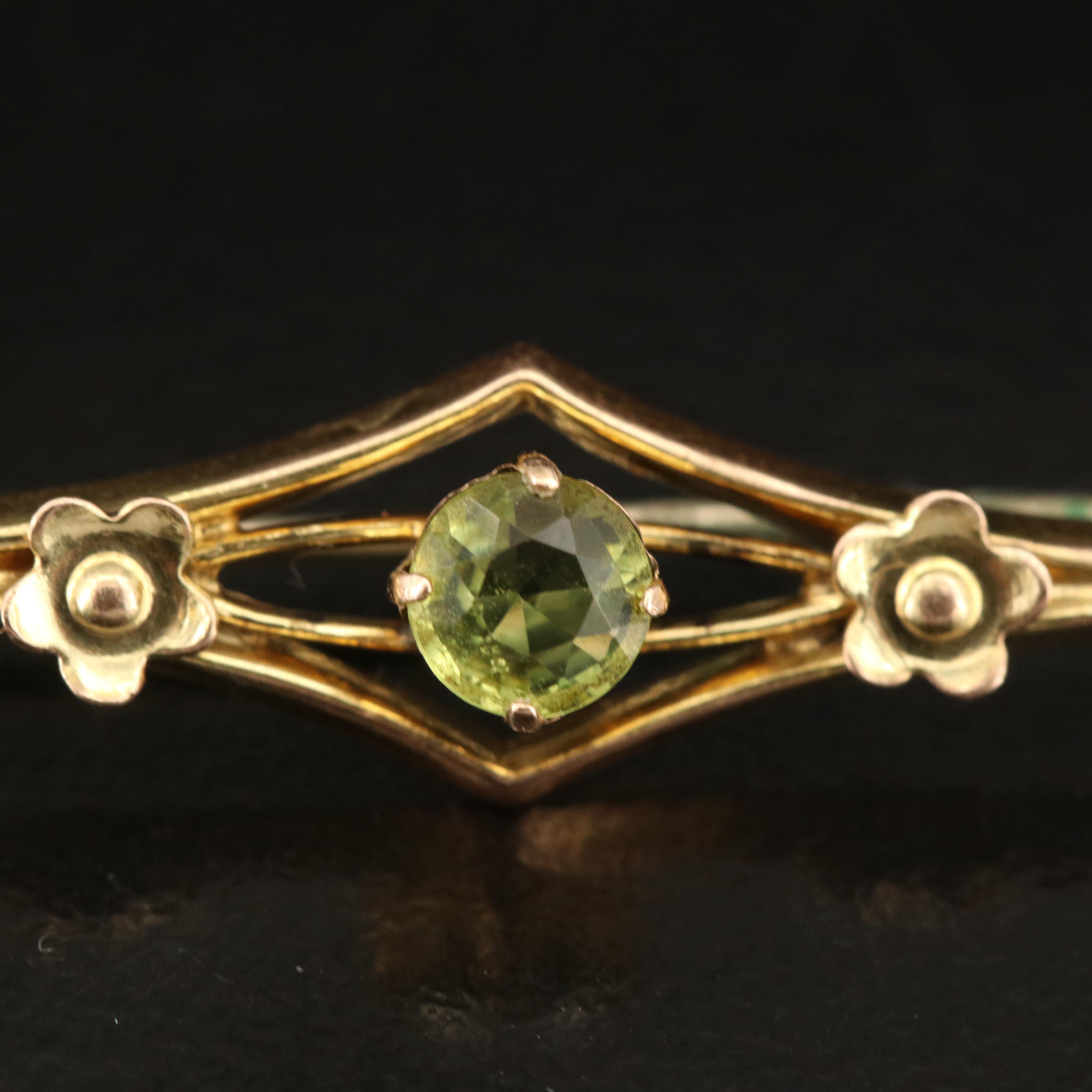 Early 1900s 10K and 9K Glass Bar Brooches with Knife Edge Accents