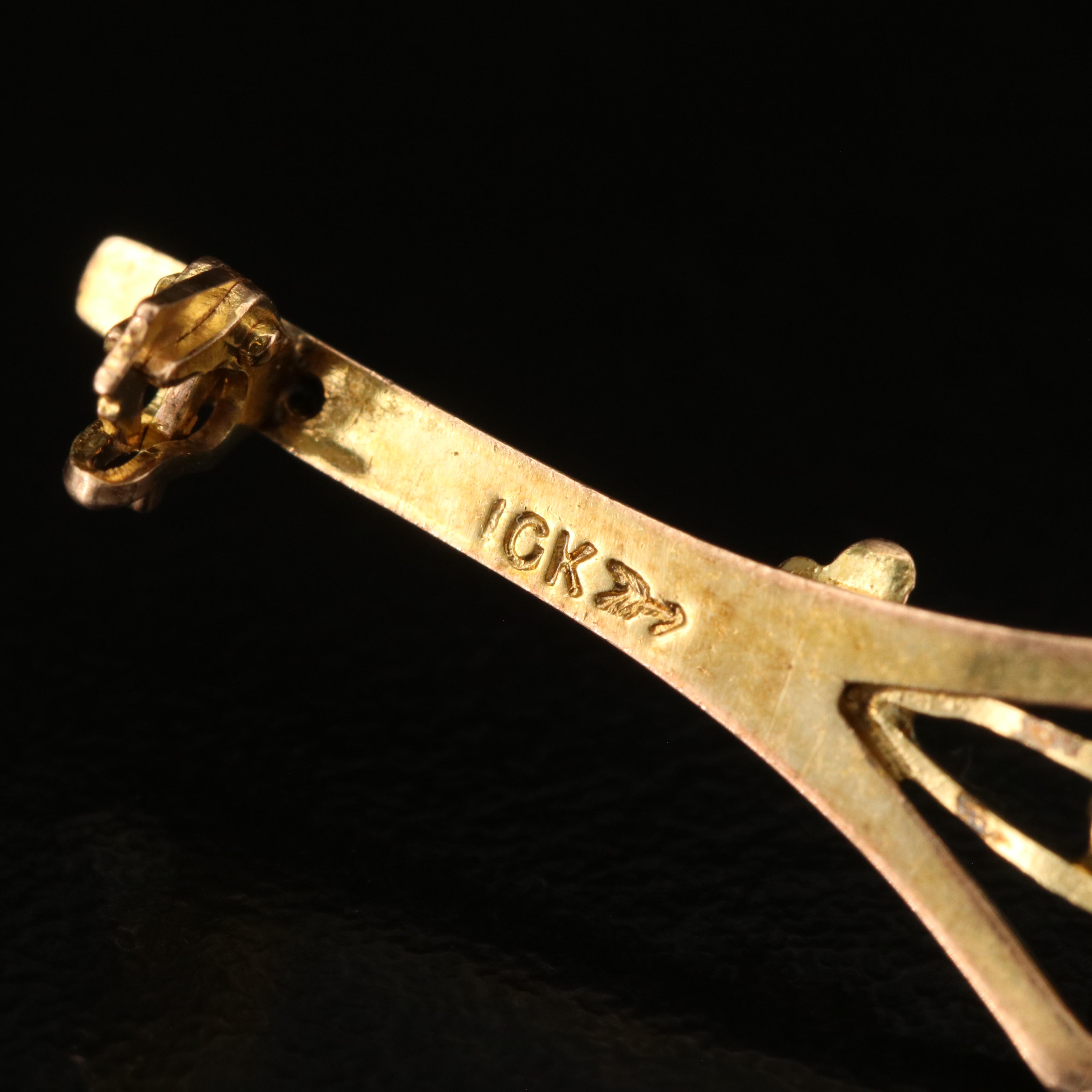 Early 1900s 10K and 9K Glass Bar Brooches with Knife Edge Accents