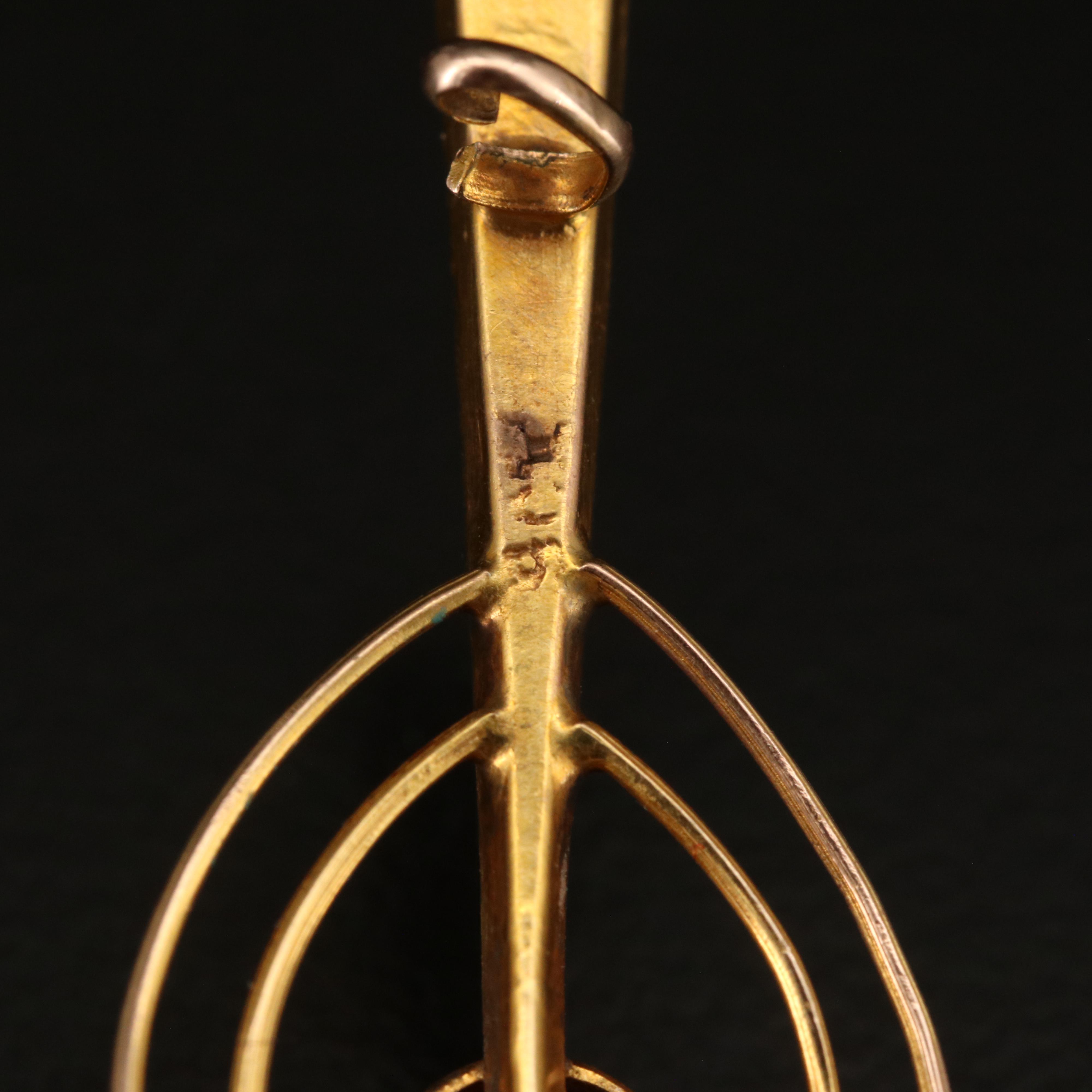 Early 1900s 10K and 9K Glass Bar Brooches with Knife Edge Accents