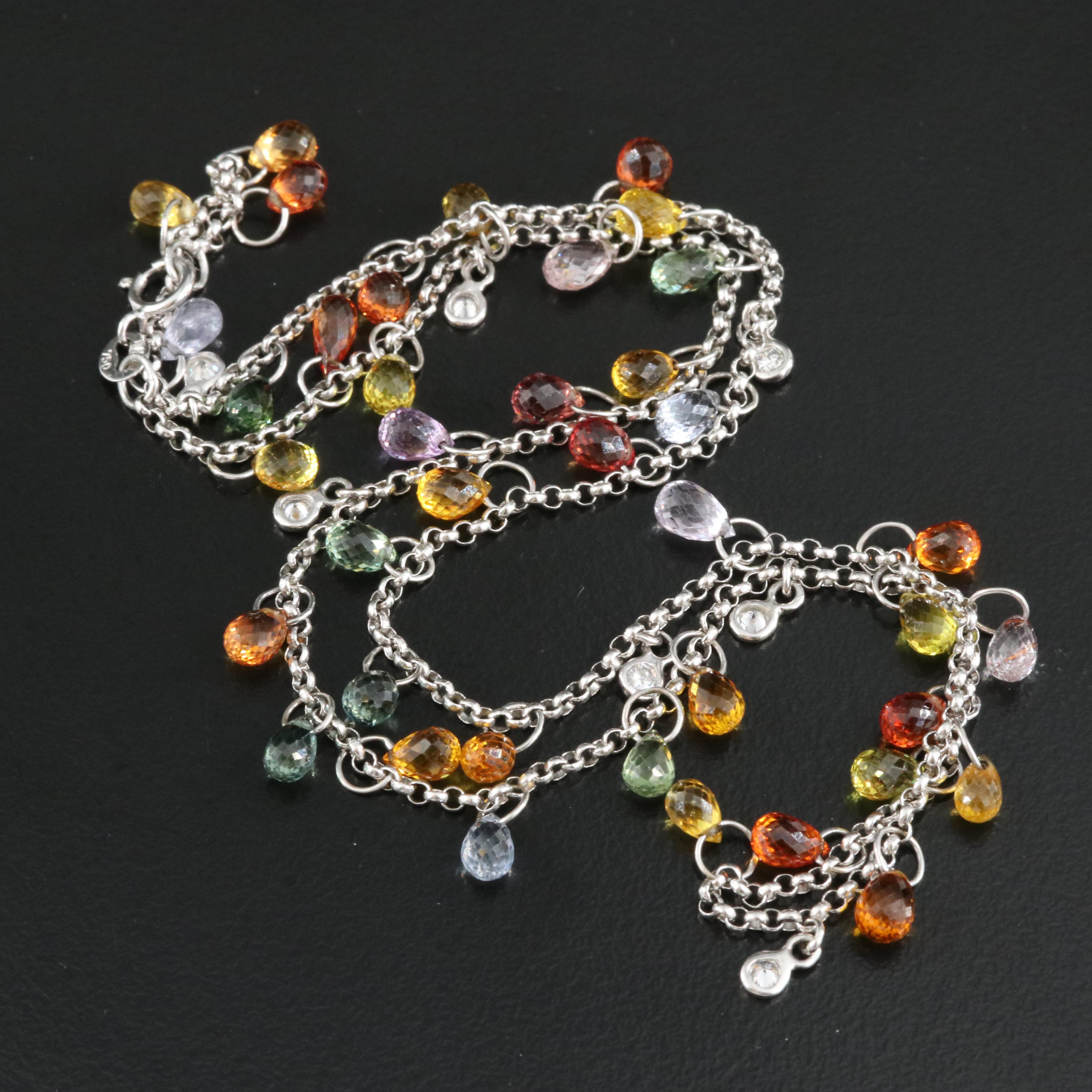 18K Diamond and Muli-Color Sapphire Fringe Necklace