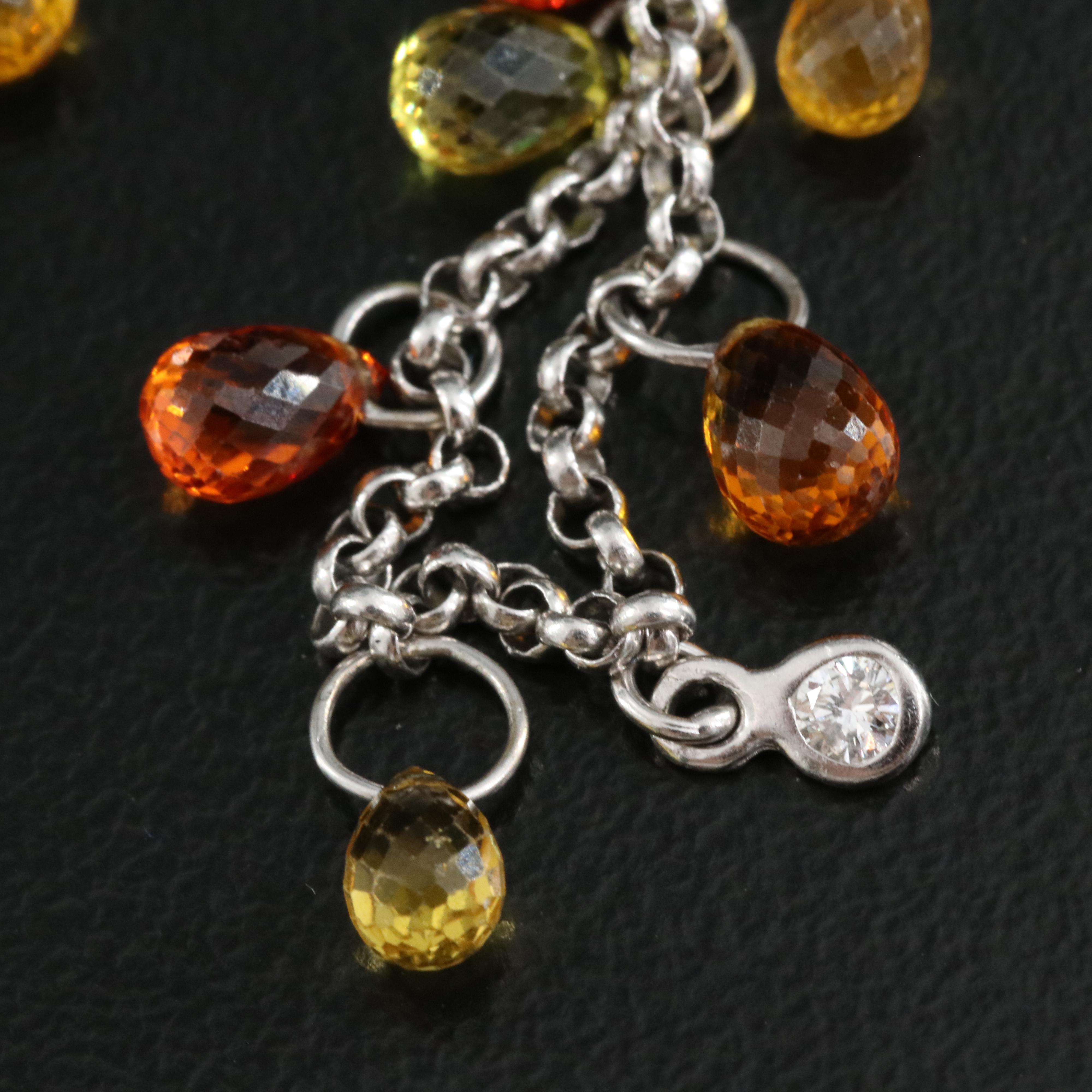 18K Diamond and Muli-Color Sapphire Fringe Necklace