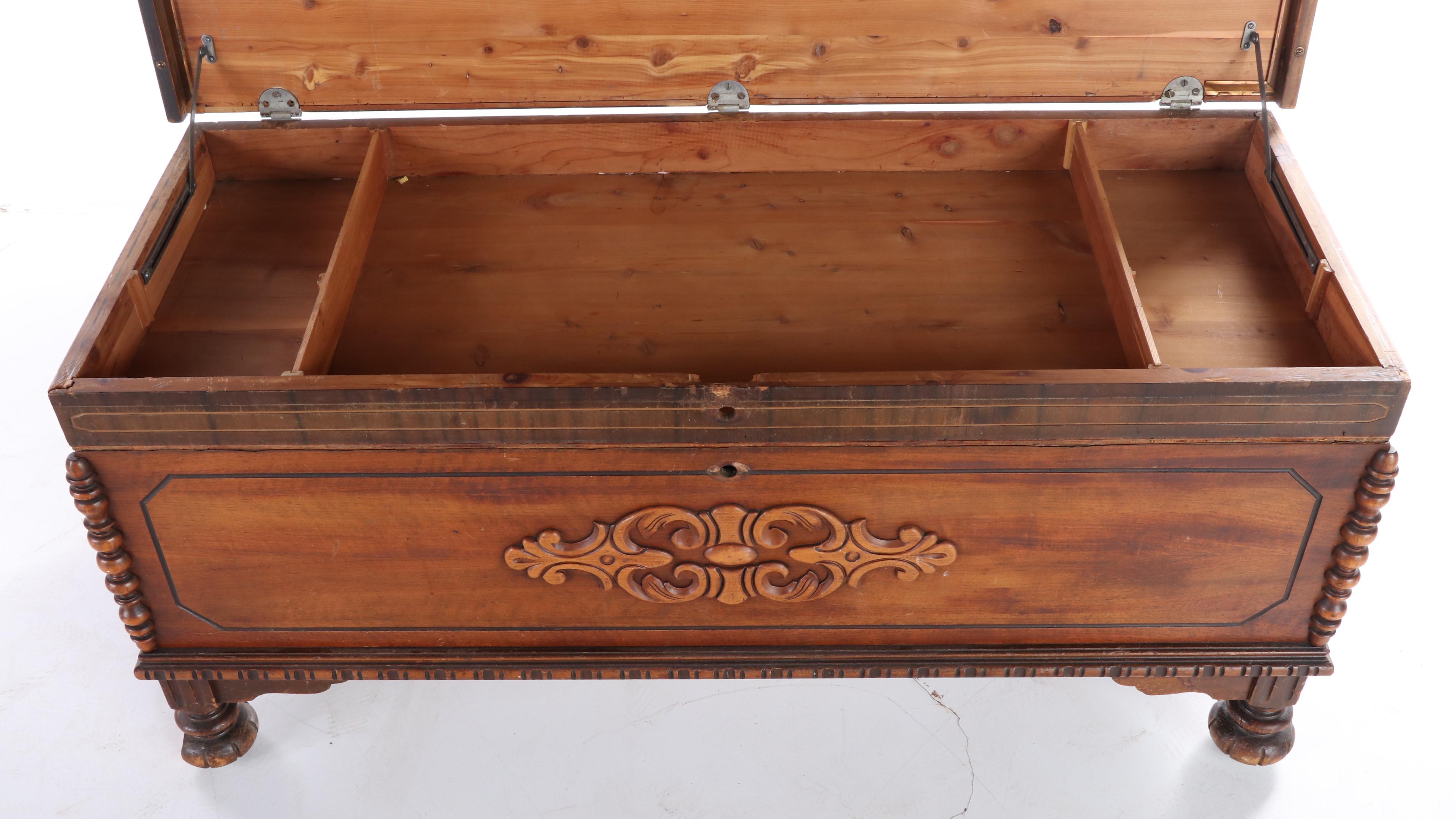 Lane Jacobean Revival Walnut and Cedar Blanket Chest, circa 1930