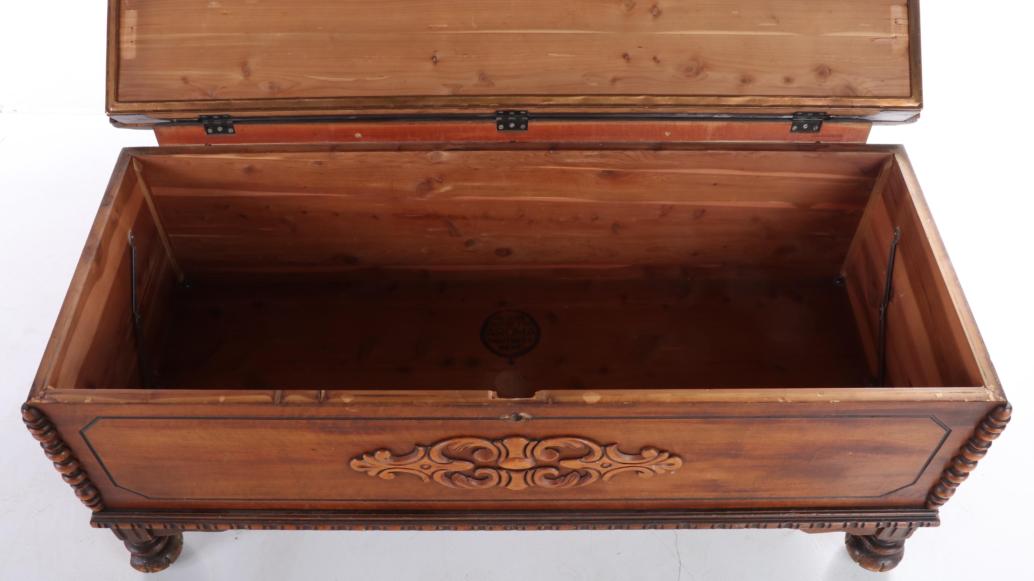 Lane Jacobean Revival Walnut and Cedar Blanket Chest, circa 1930