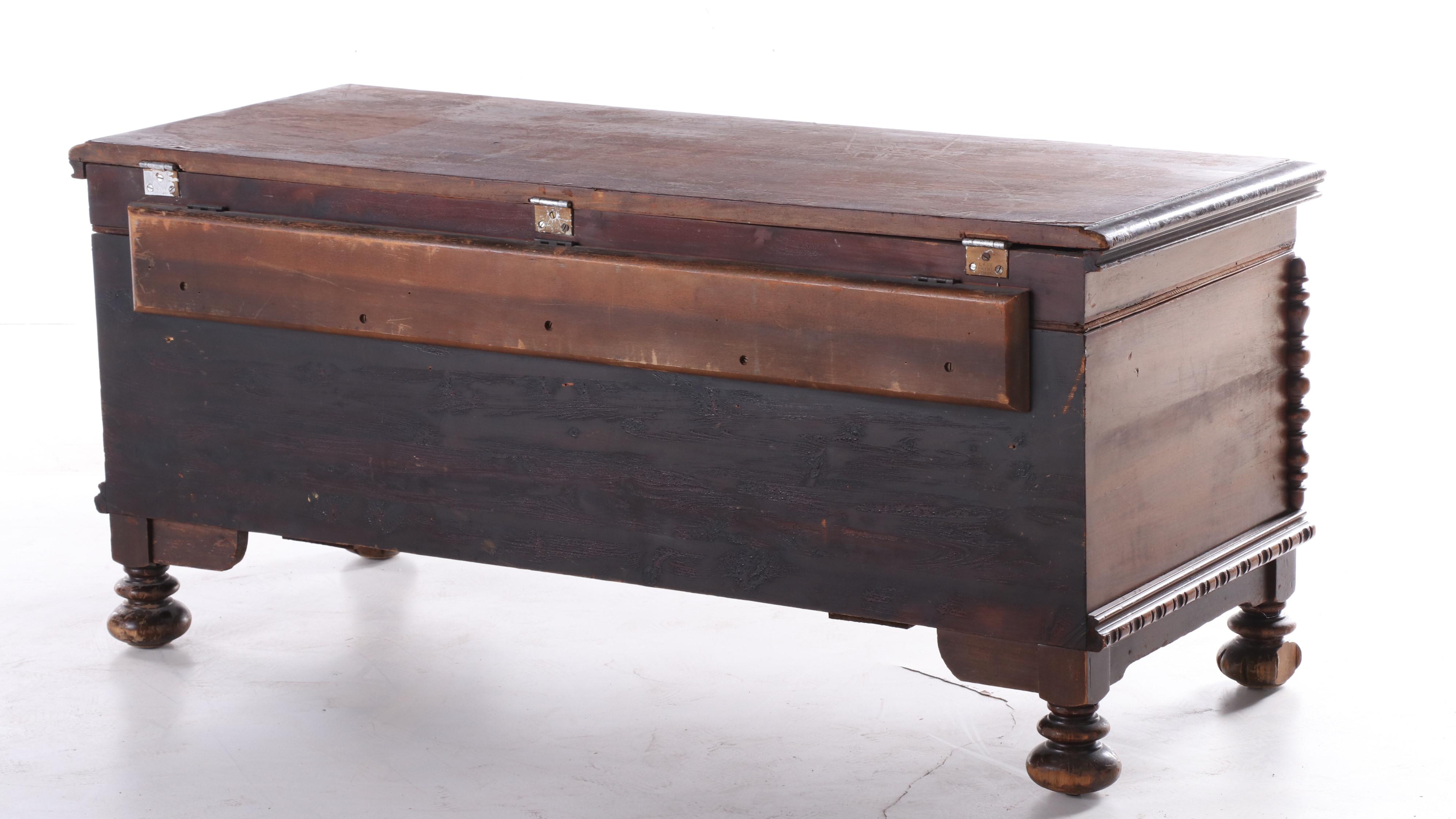 Lane Jacobean Revival Walnut and Cedar Blanket Chest, circa 1930