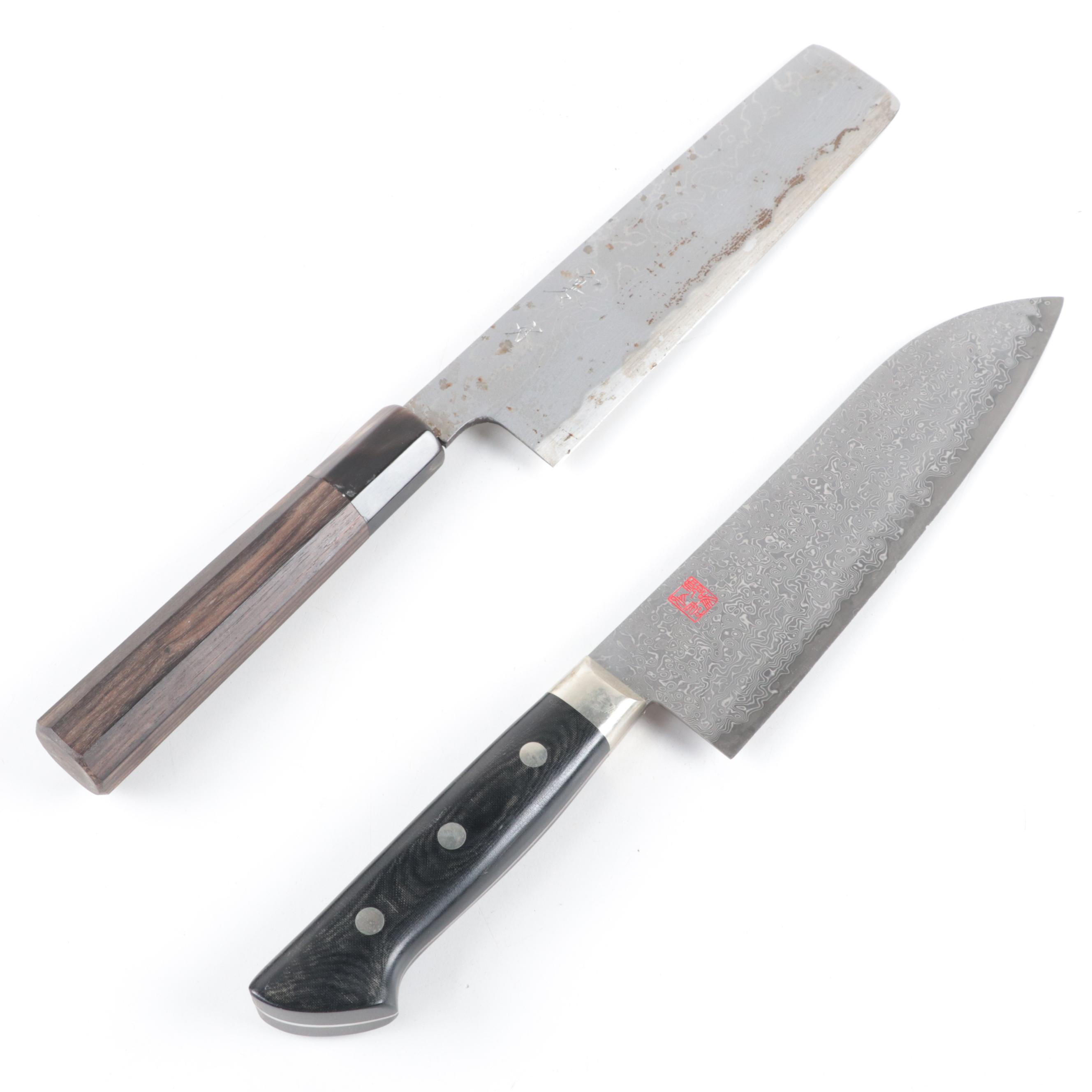 Japanese Carbon Steel Nakiri and Chef's Knives