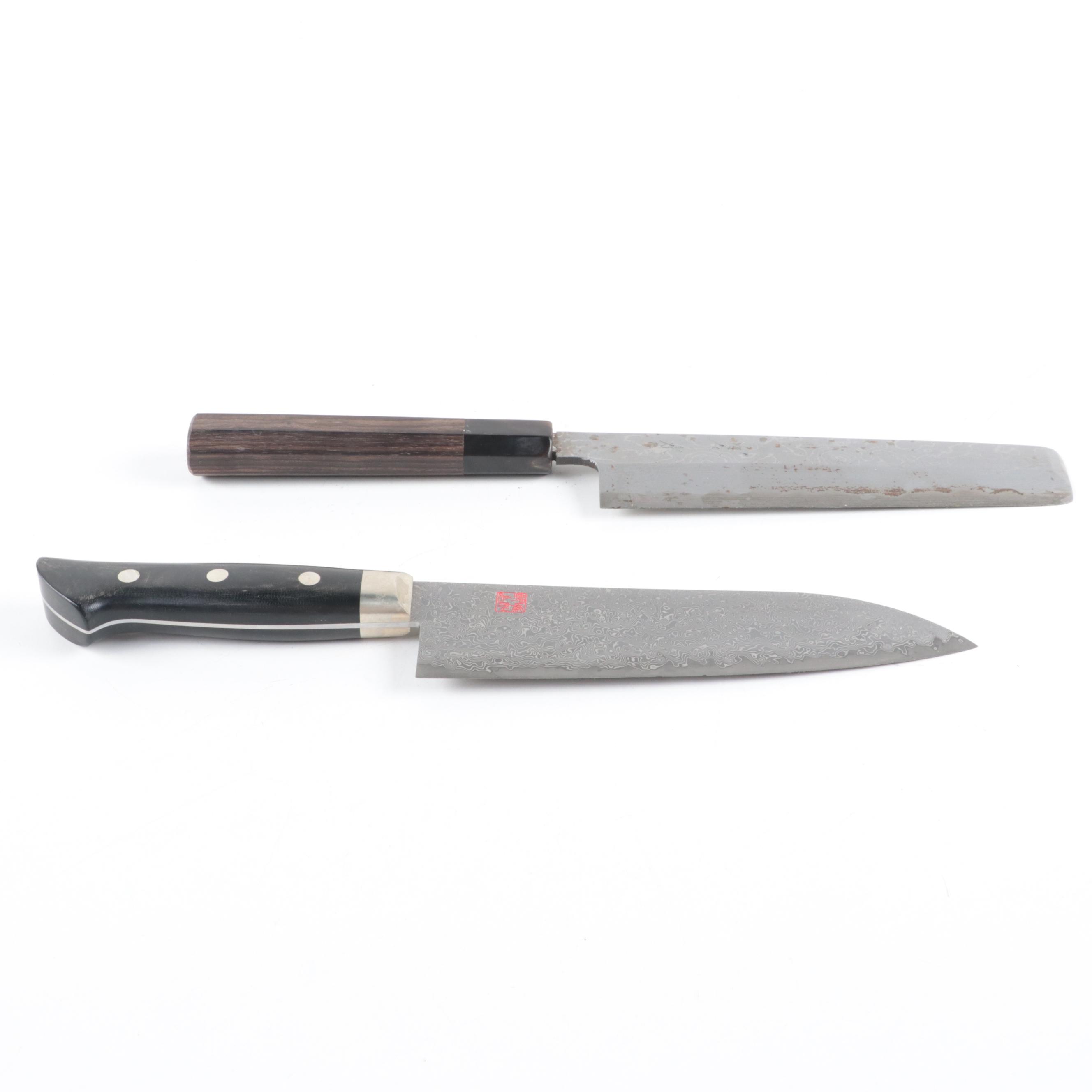 Japanese Carbon Steel Nakiri and Chef's Knives